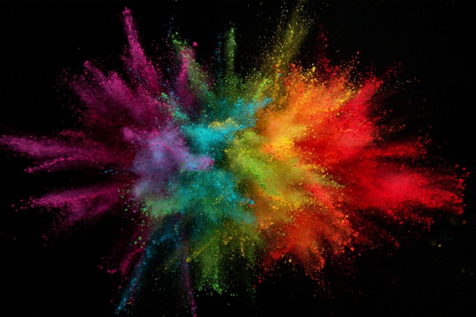 Colored powder paint explosion static