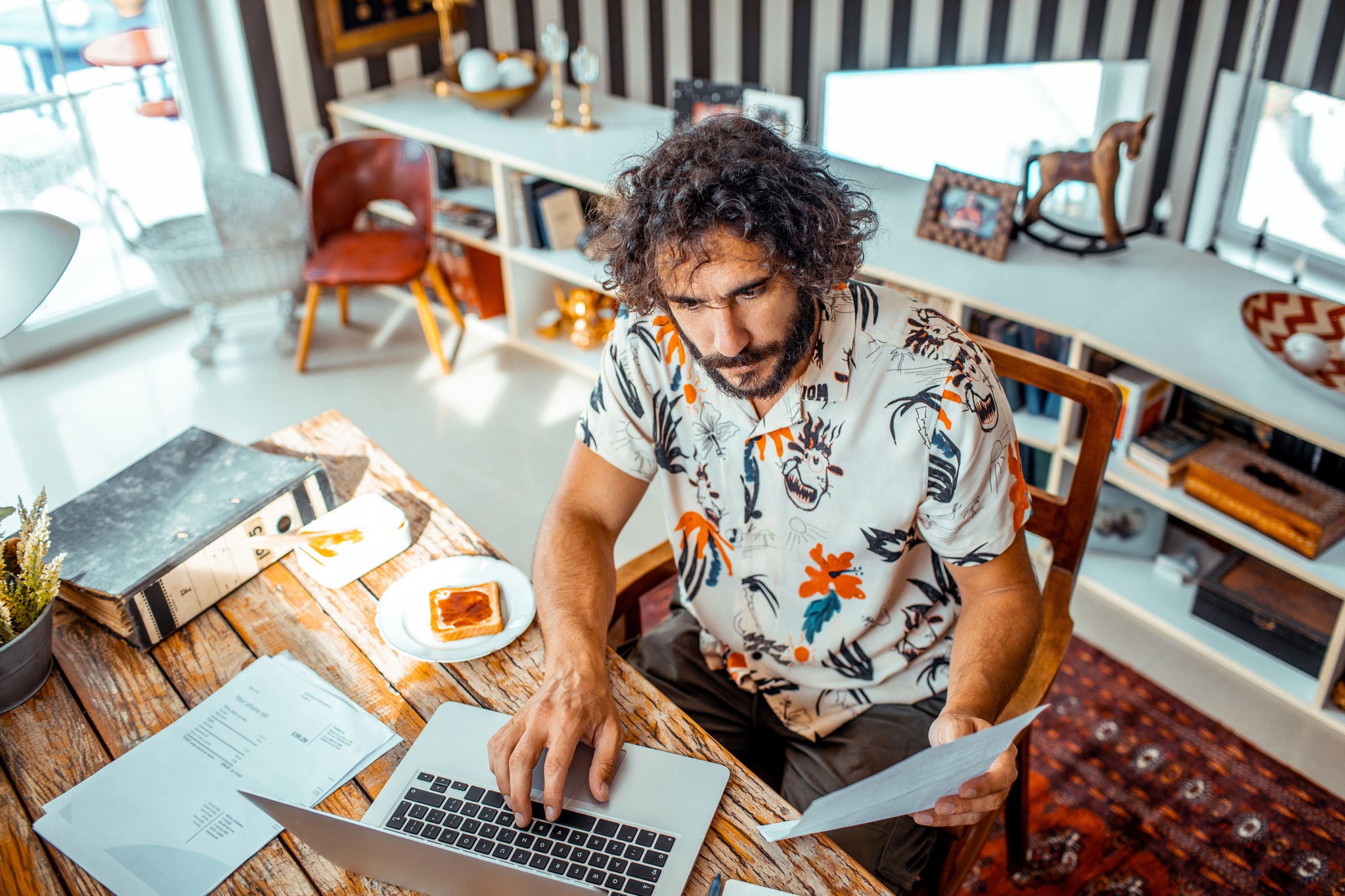 Young man working on his laptop