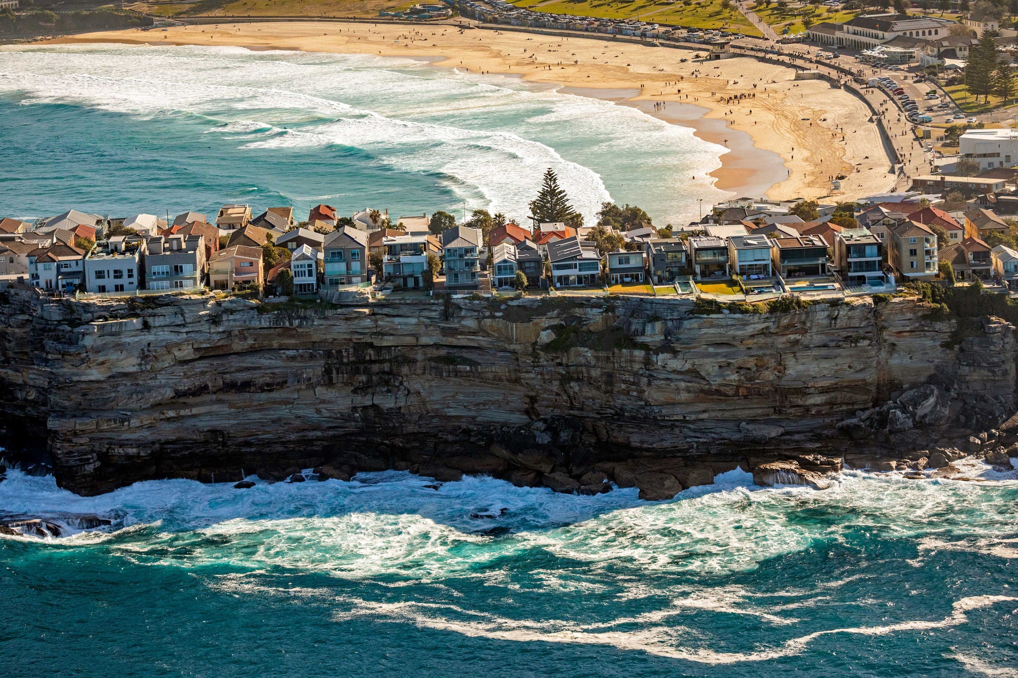 Sea cliff and Bondi Beach, Sydney, Australia