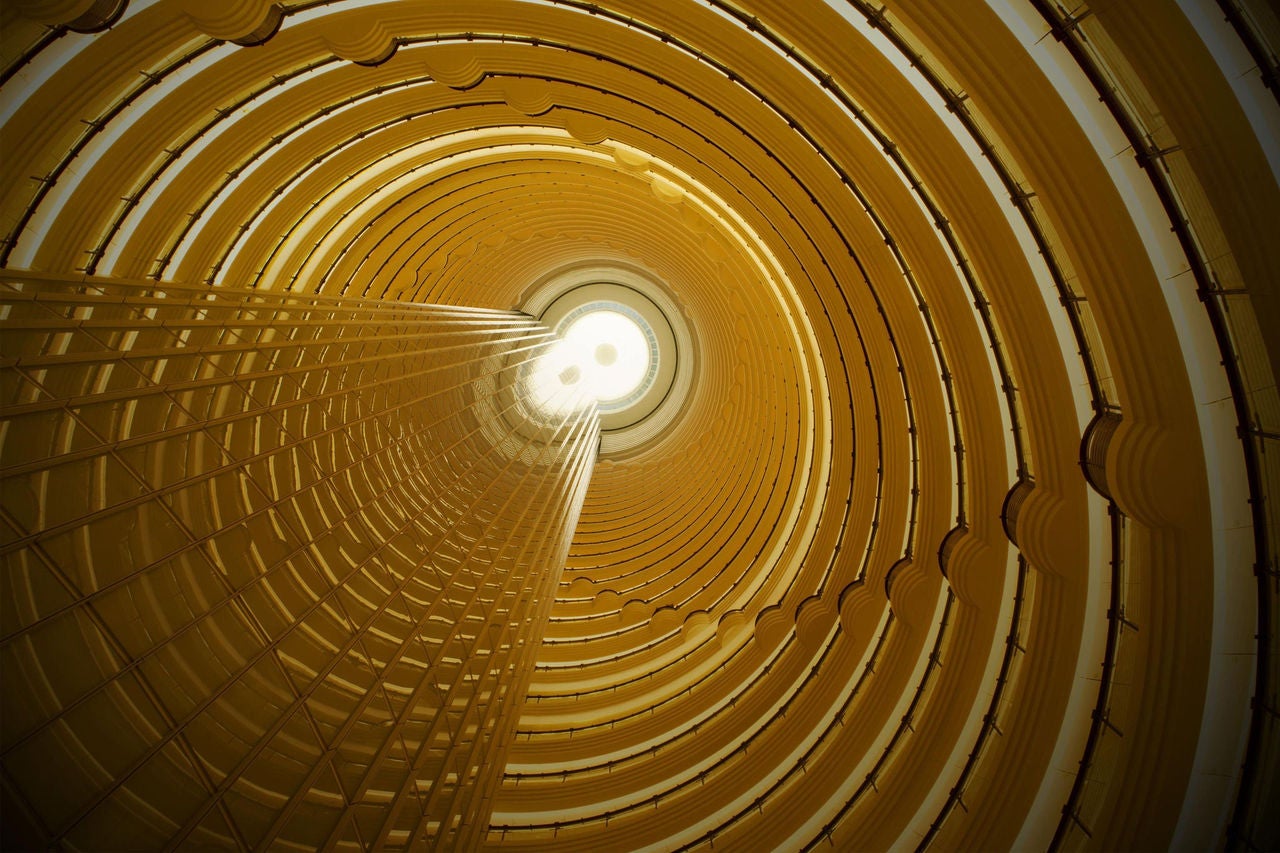 interior view of modern architectural tower