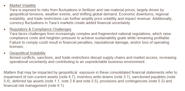 Praksiseksempel 3: Note 1.4, Yara International ASA, Annual Report 2025