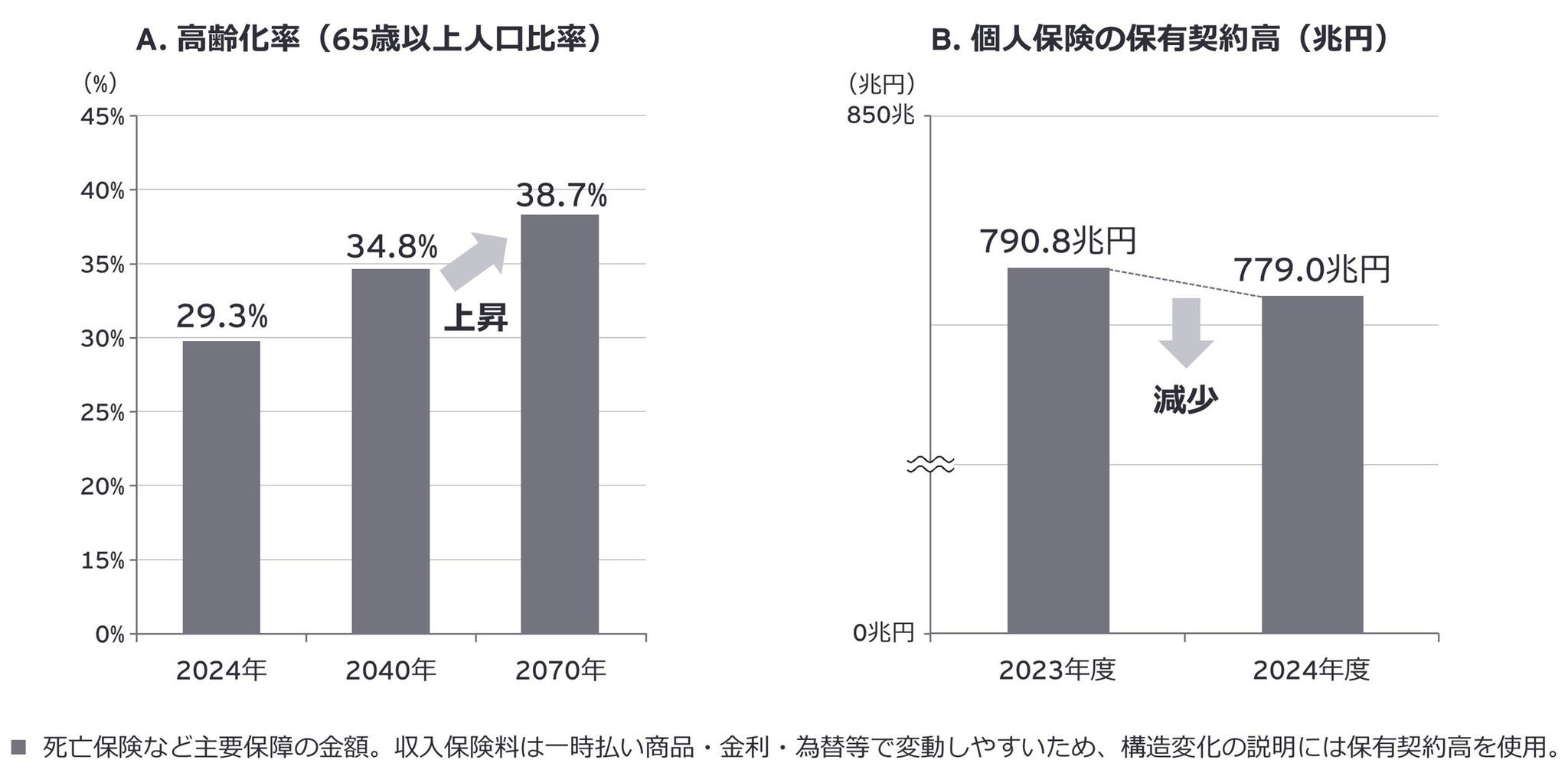 図1　高齢化の進展と国内保険市場の構造変化