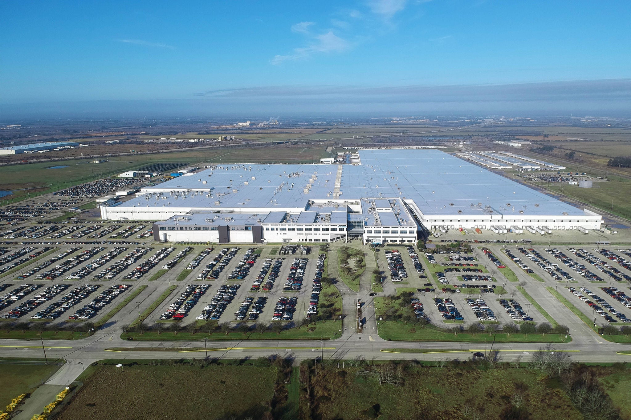 Aerial shot of the daikin building in Waller Texas