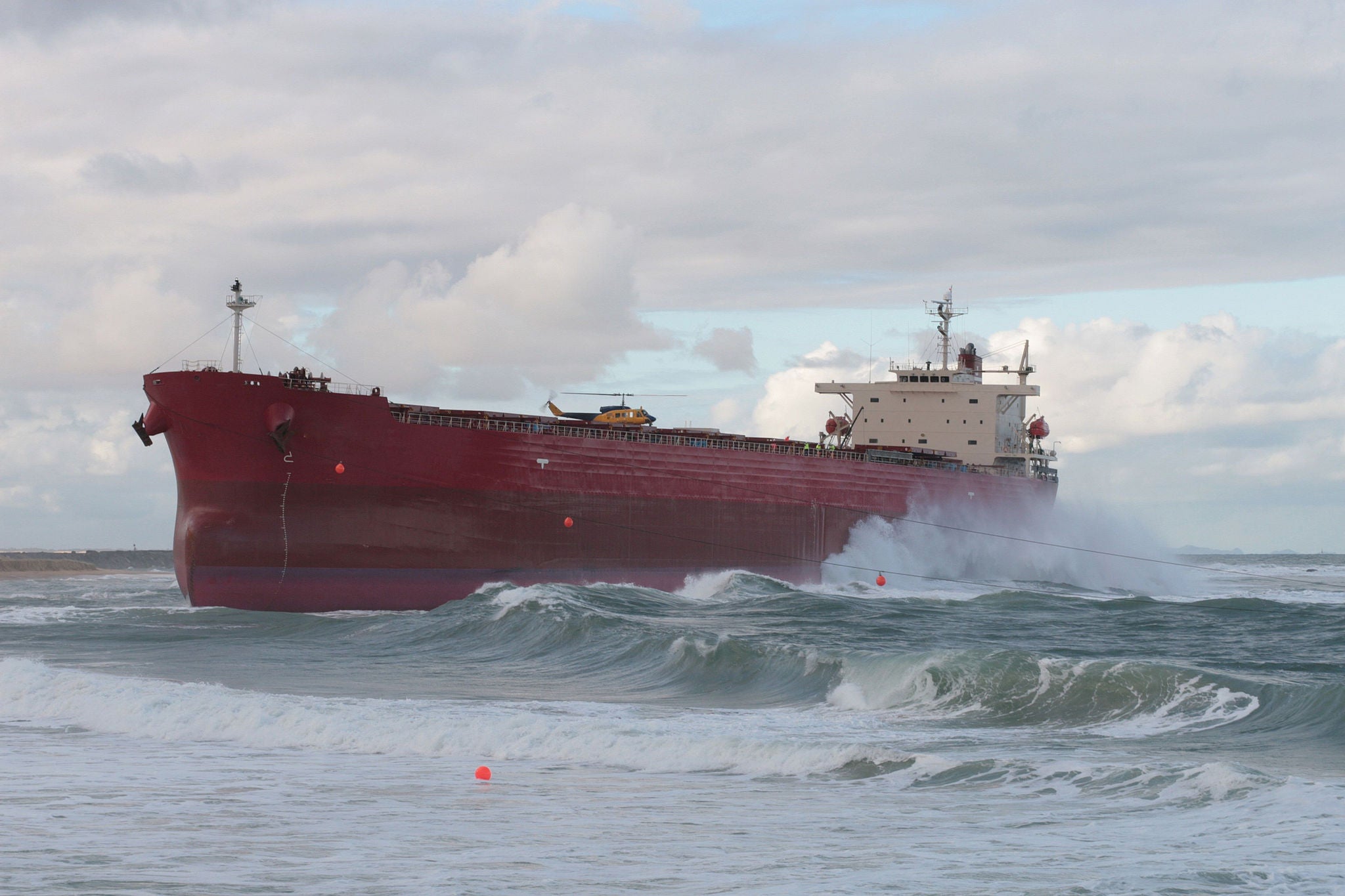 Beached cargo ship australia