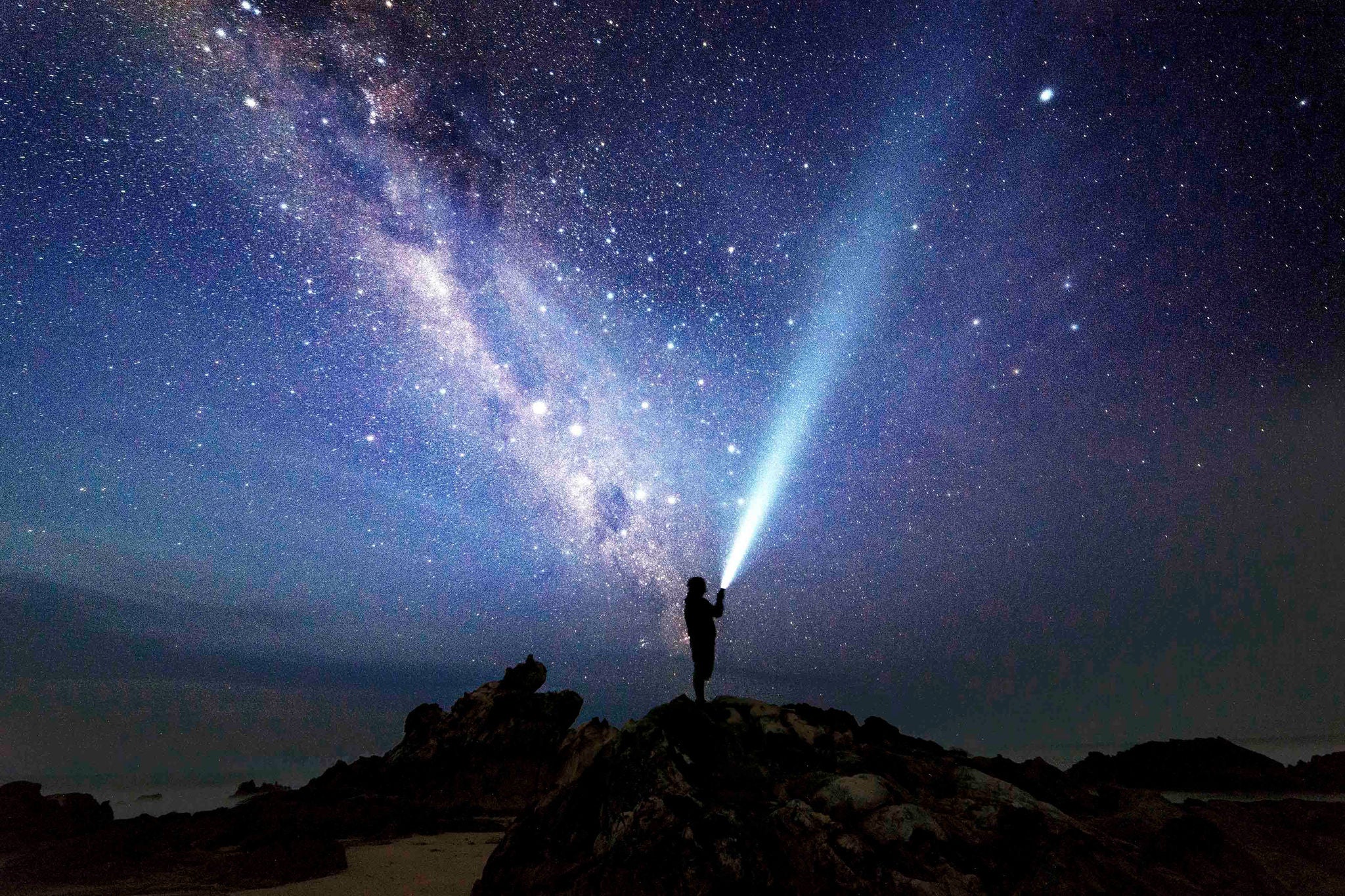 selfie with milkyway at sawarna beach bayah indonesia