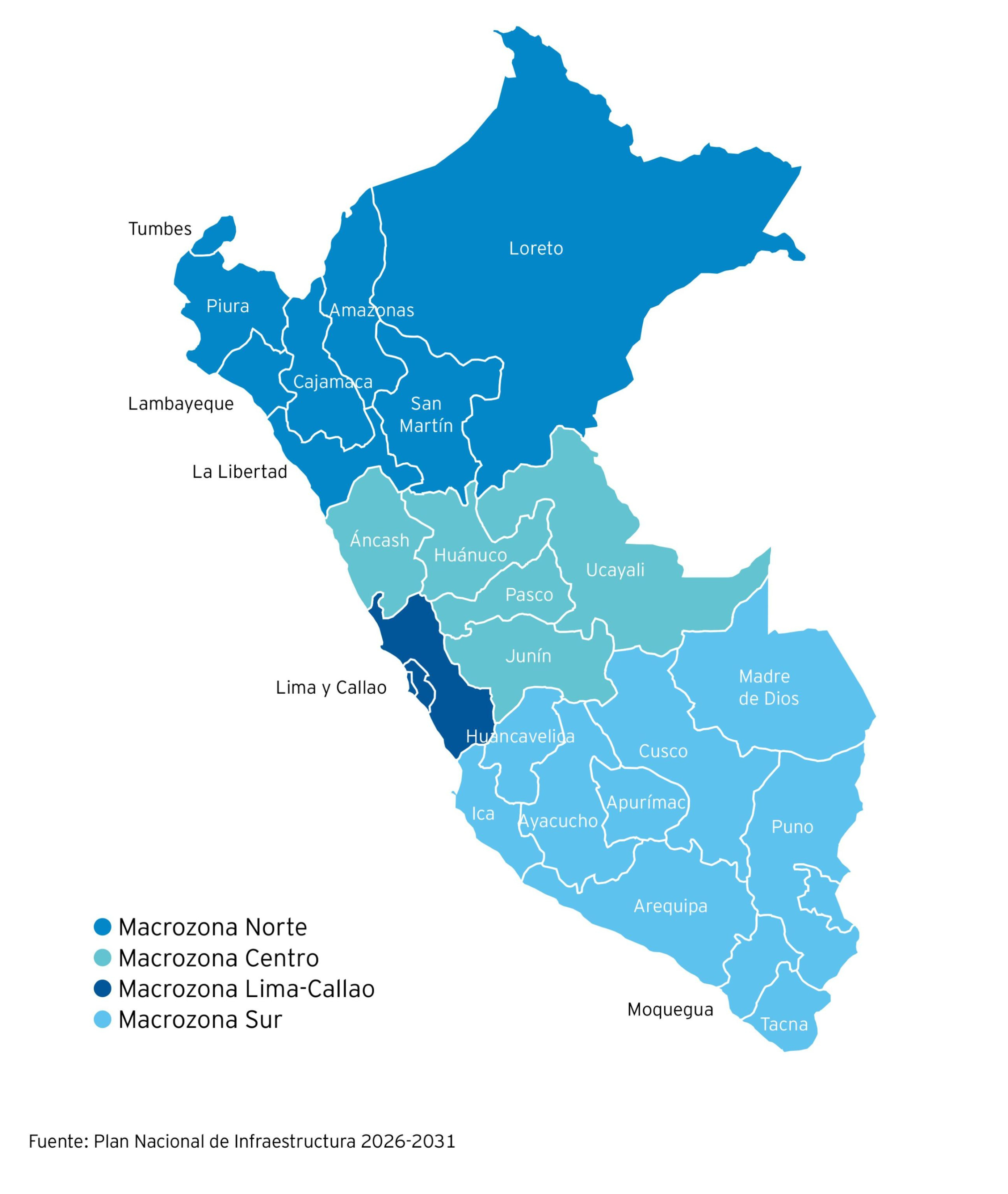 Macroregiones del Perú para los proyectos de infraestructura