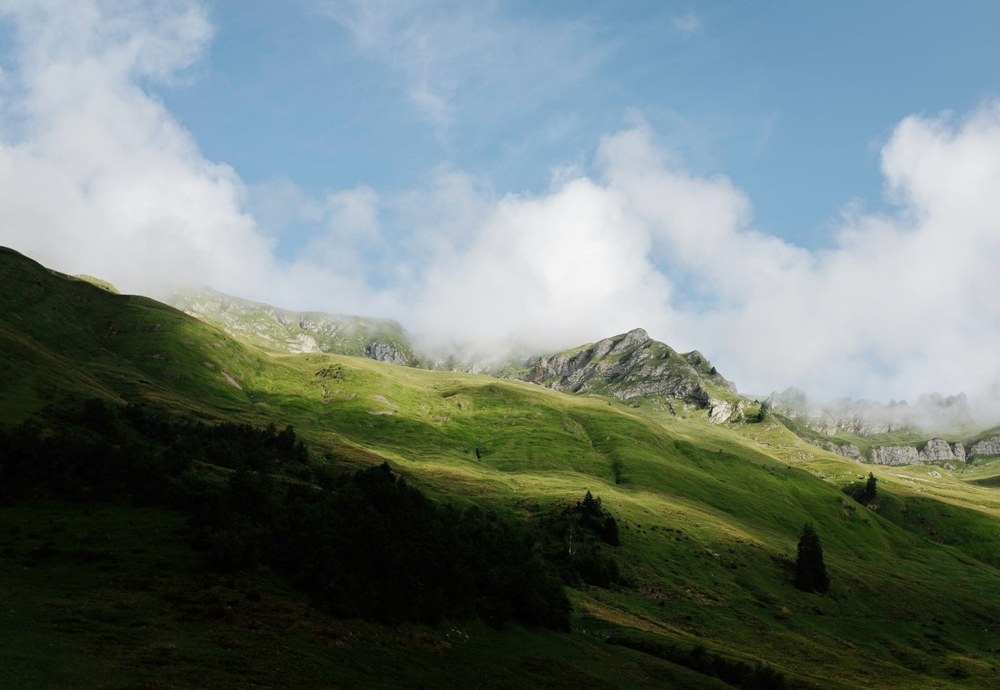 Highland with mountains in the background