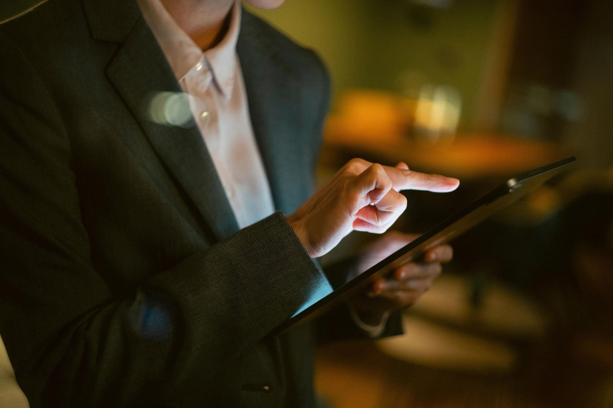 Adult Business Woman Using Digital Tablet 
