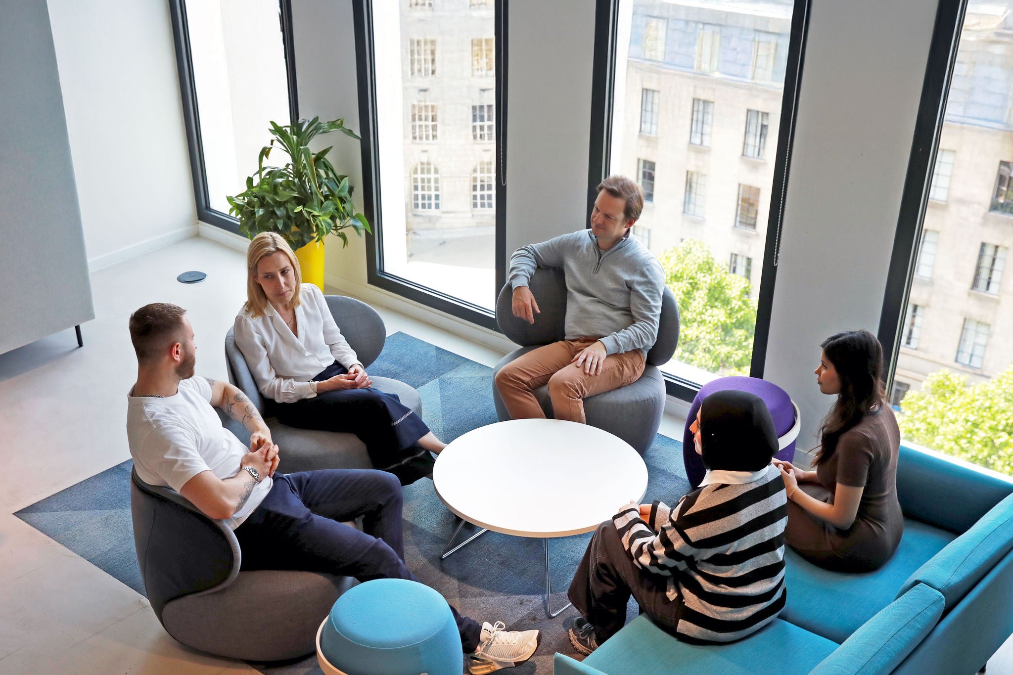 People sitting and talking in a collaborative space