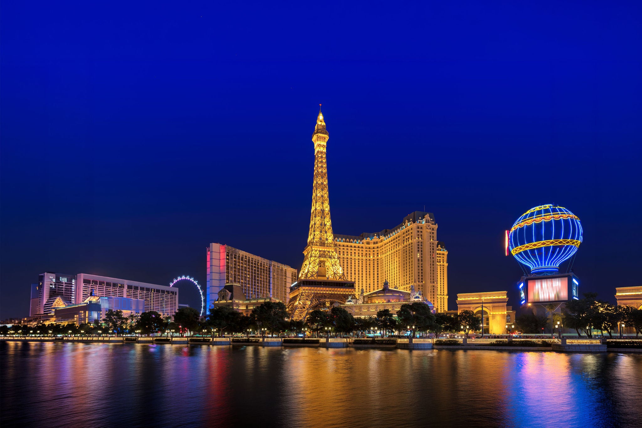 Las Vegas strip at night.