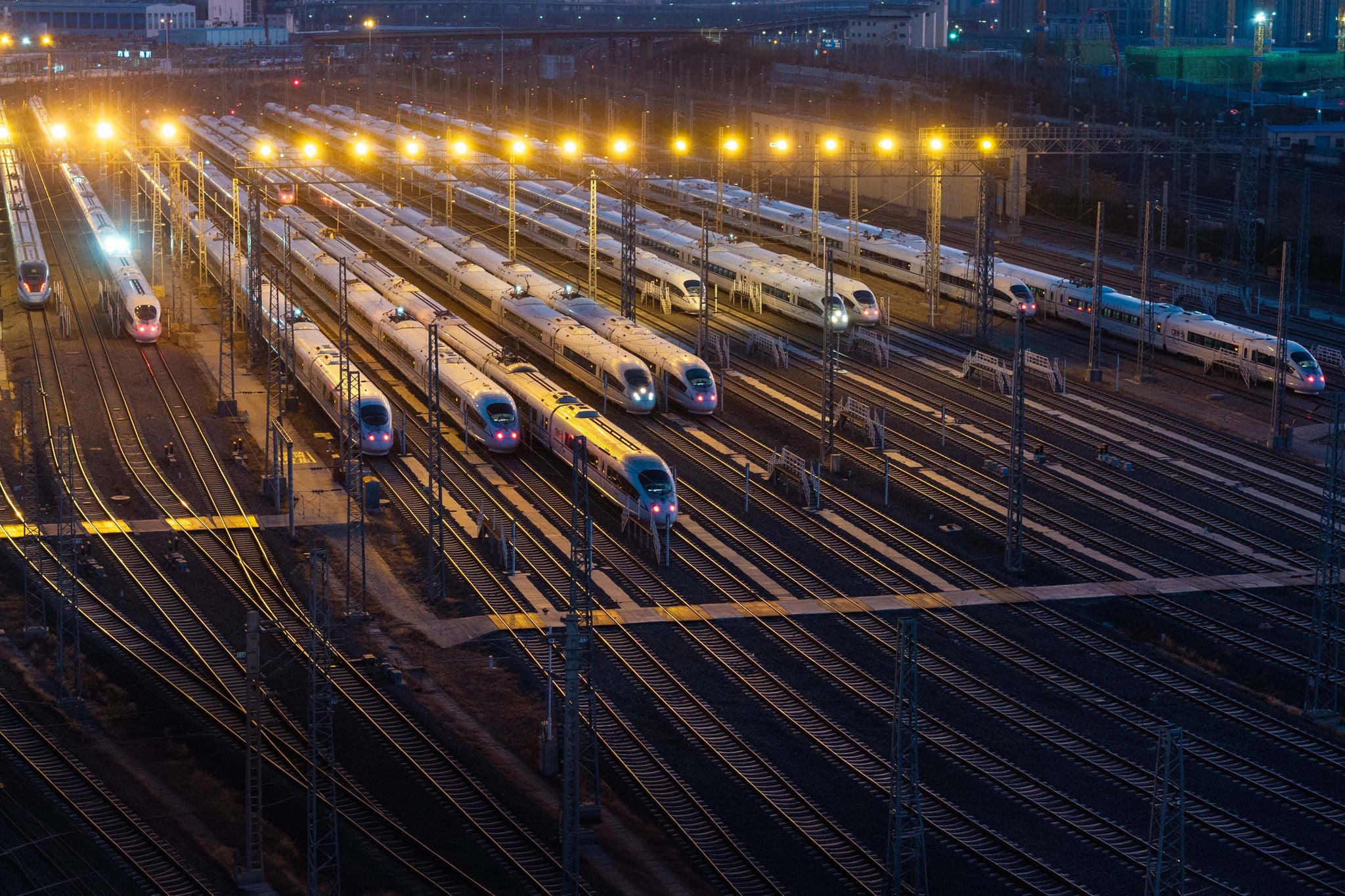 High speed train at night