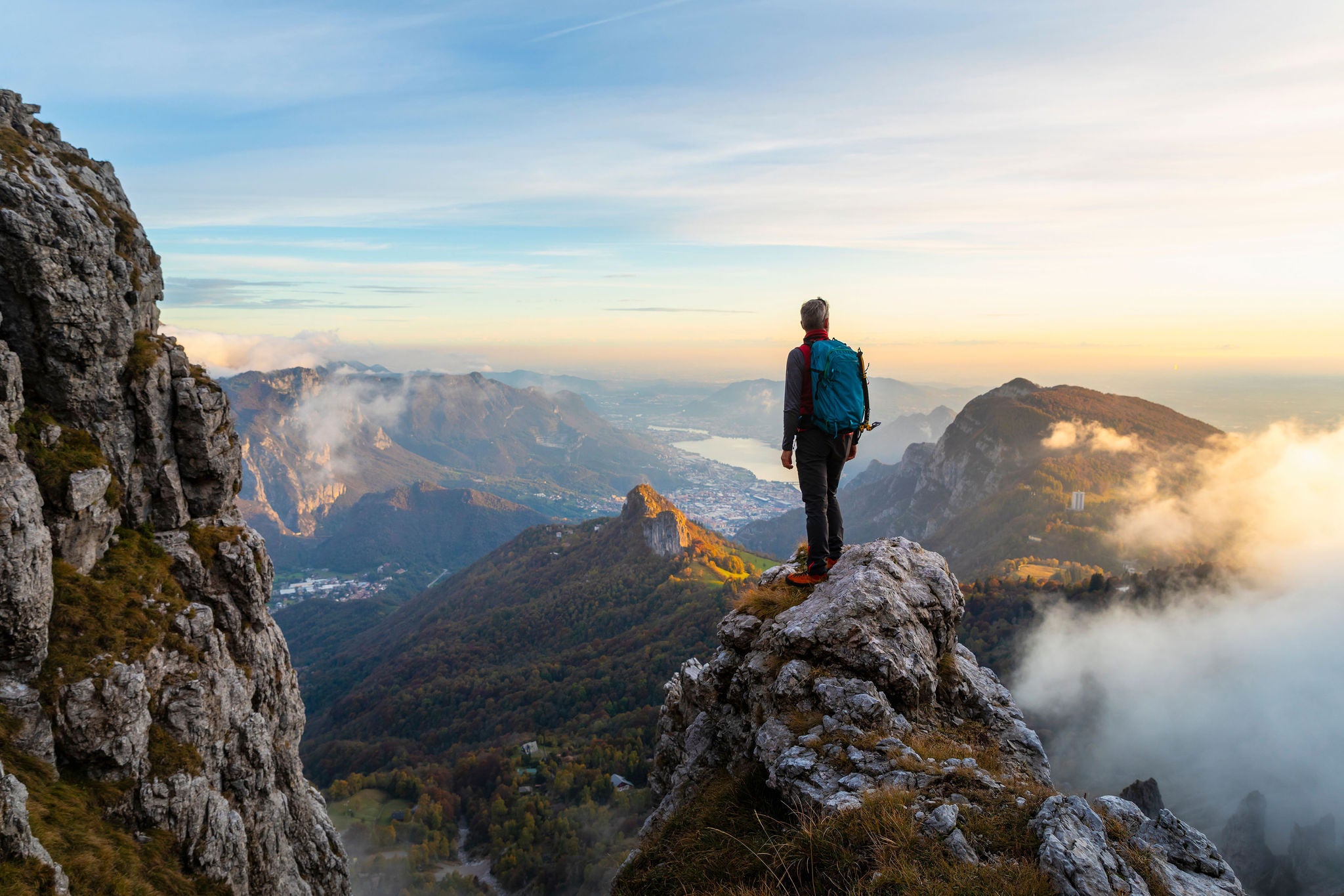  during sunrise at Bergamasque Alps, Italy