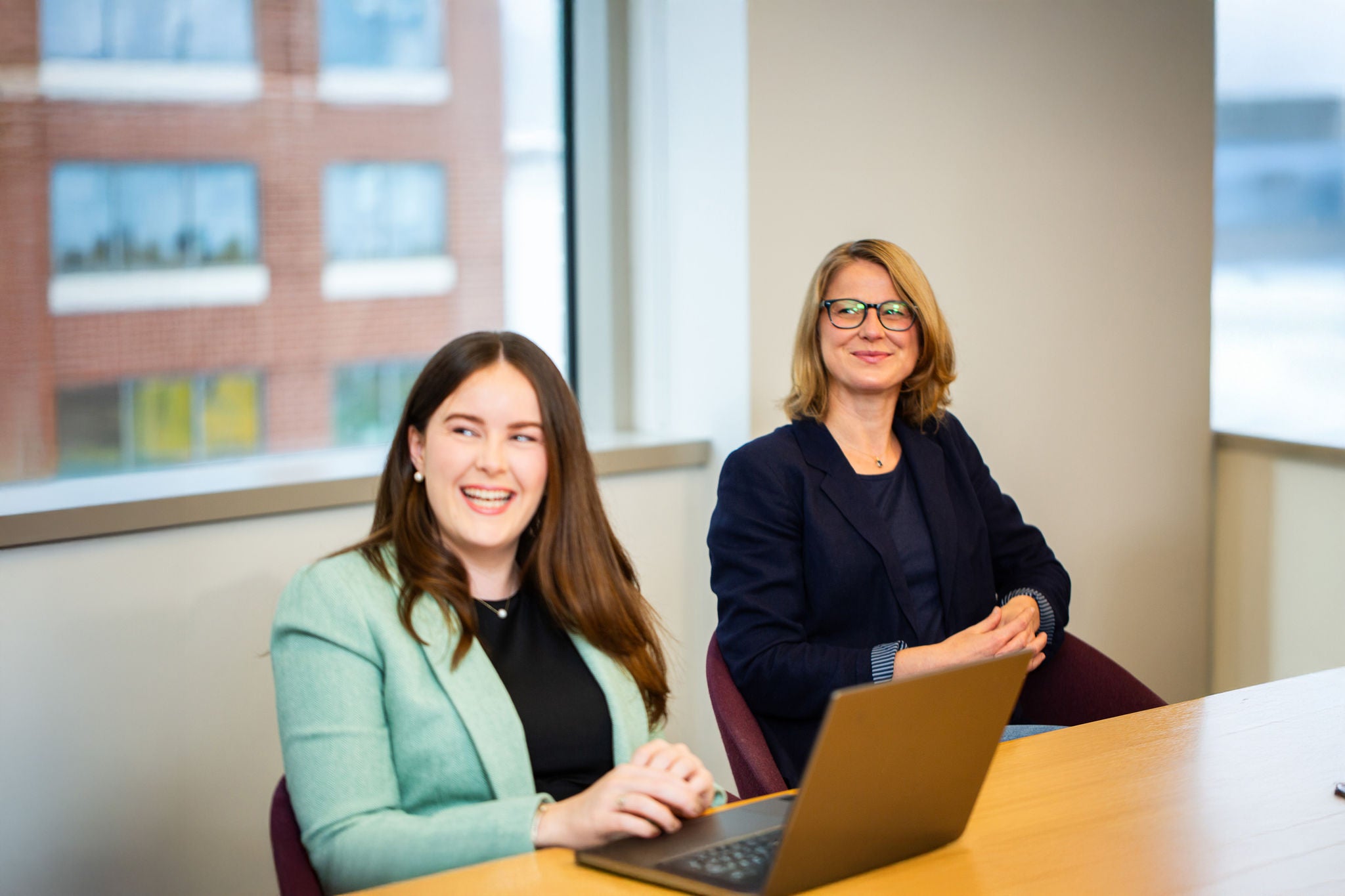 Female working laptop office