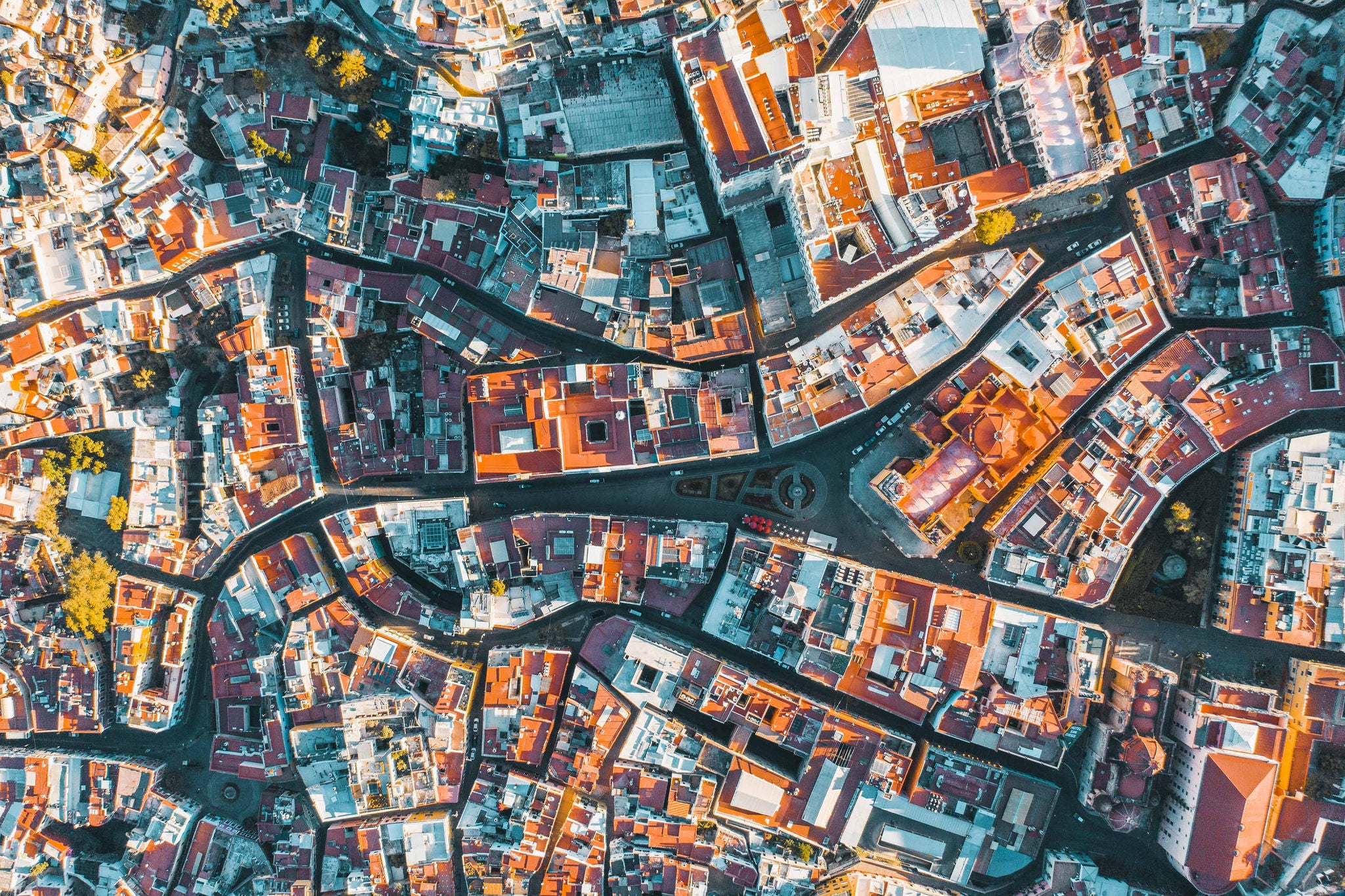 Aerial view on the colorful old town of guanajuato mexico