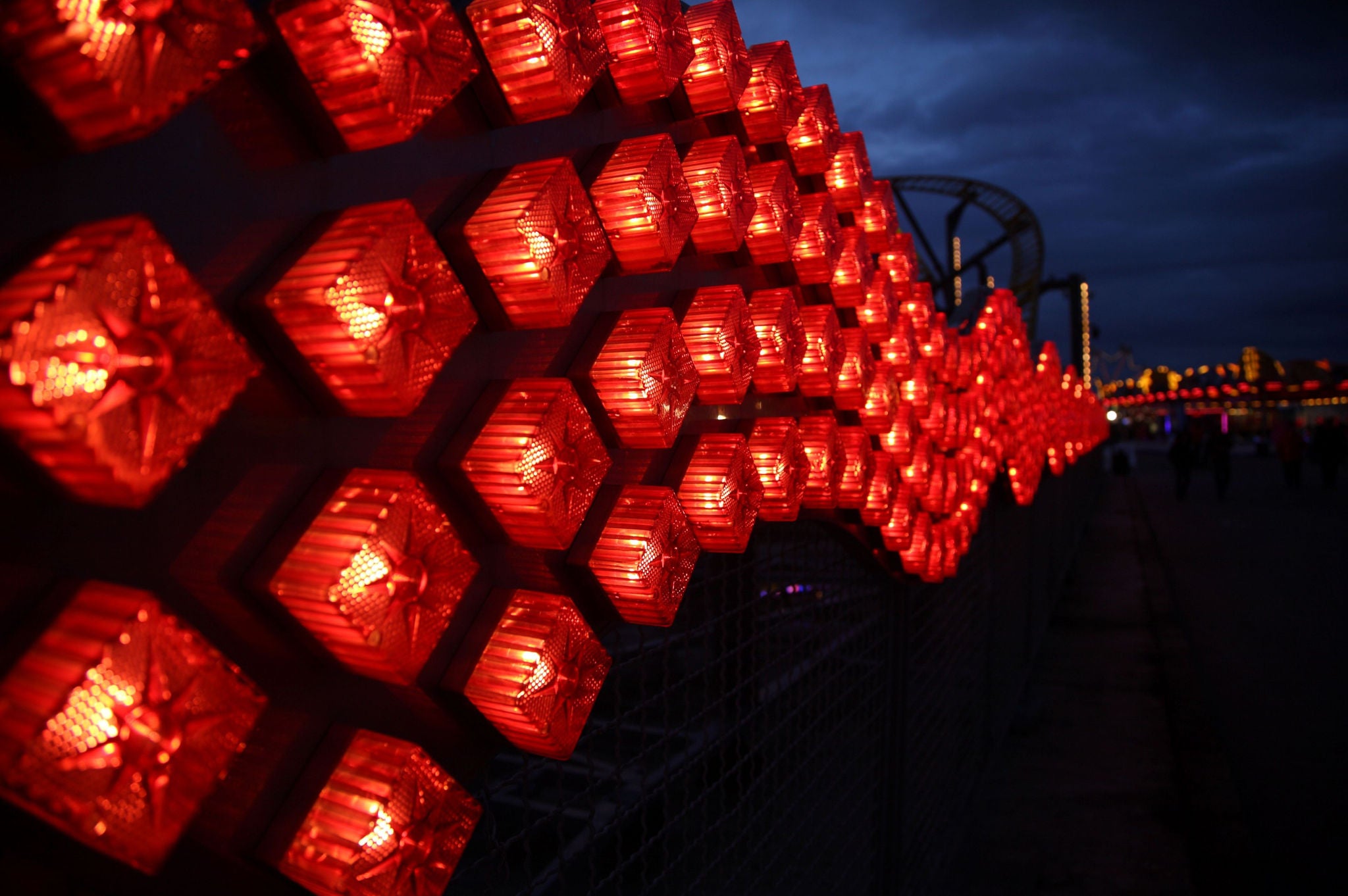 row of red lights