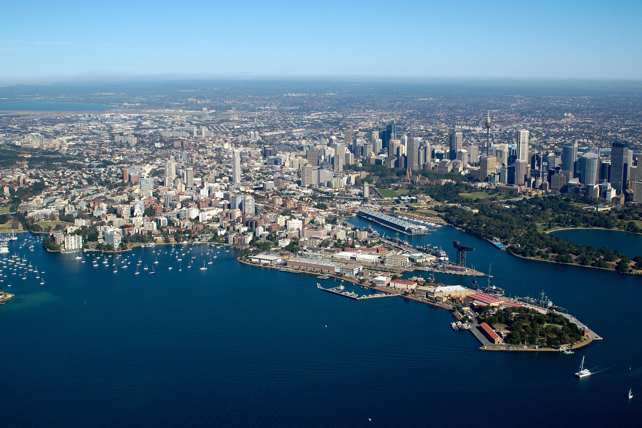 Aerial view of Sydney skyline and harbour