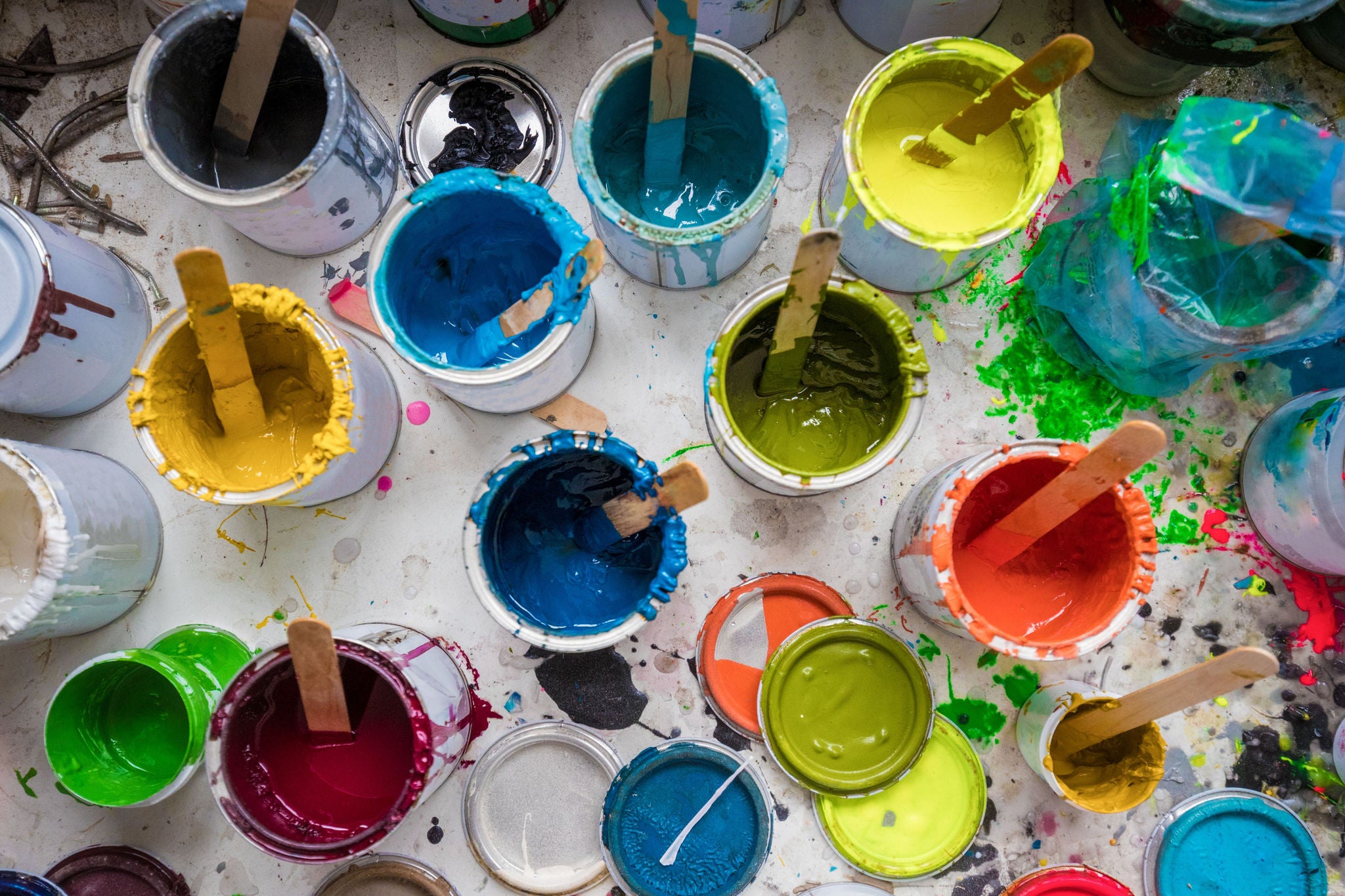 colorful paint pots