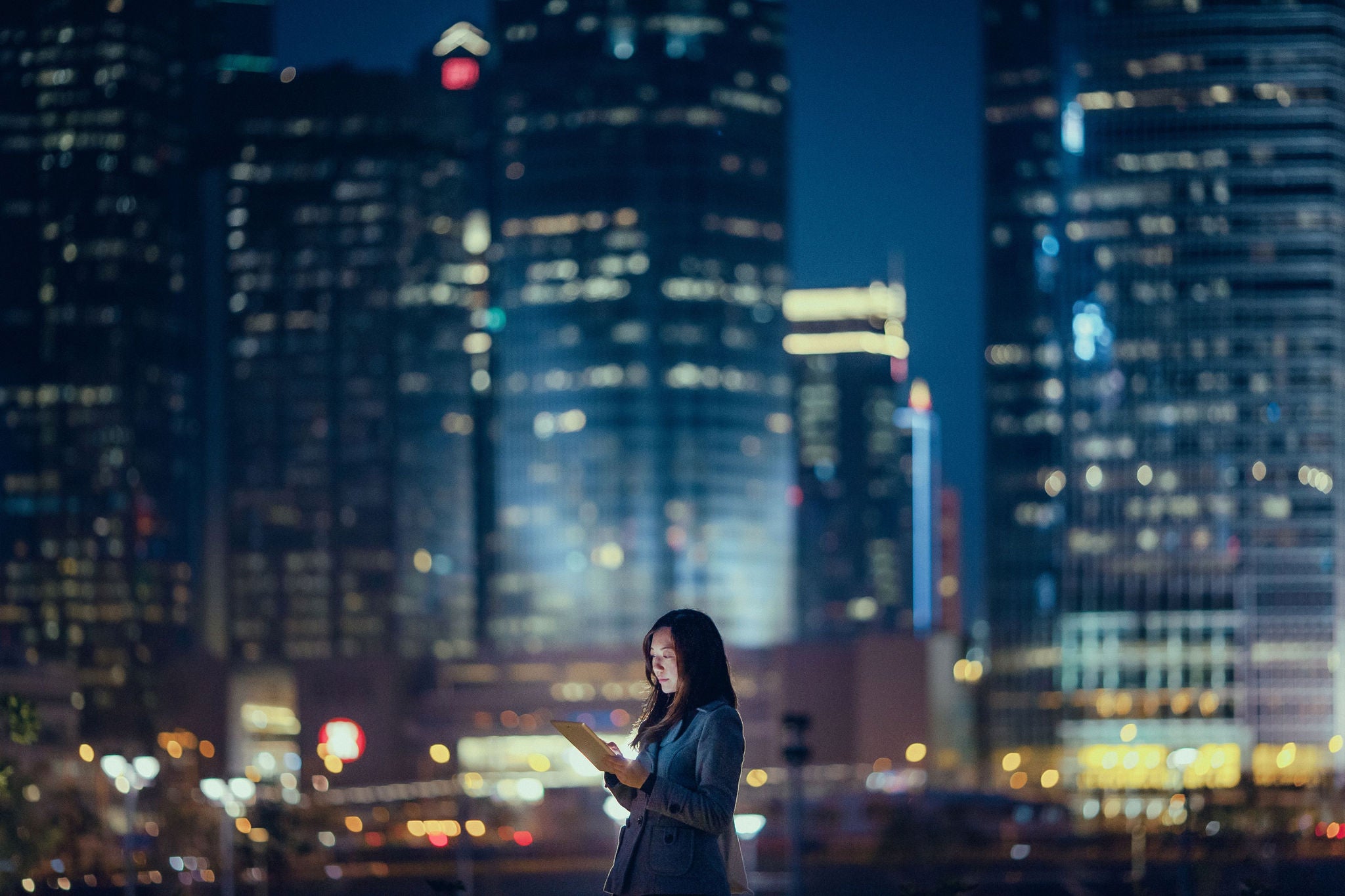 Office lady using digital tablet
