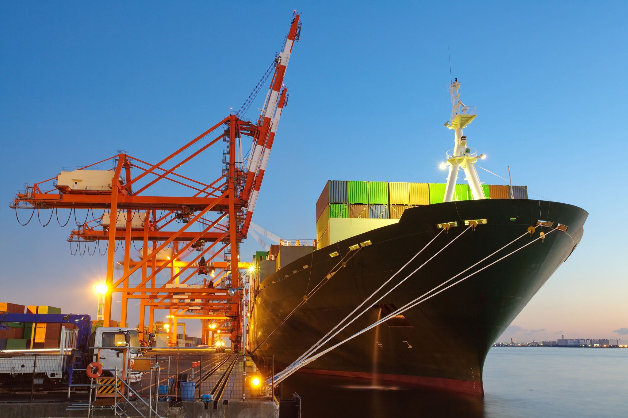 Container Cargo ship with crane