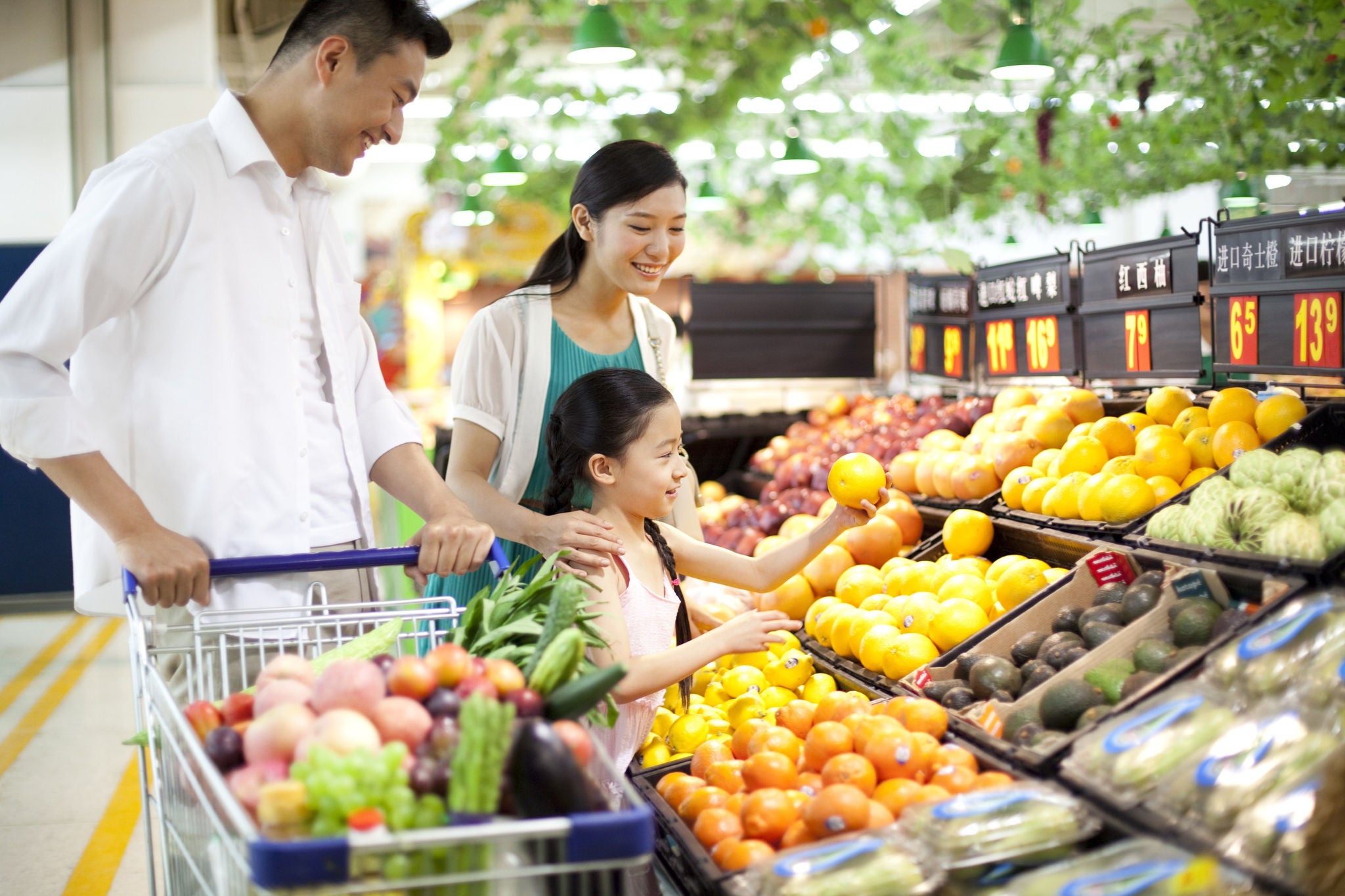 Family shopping in supermarket