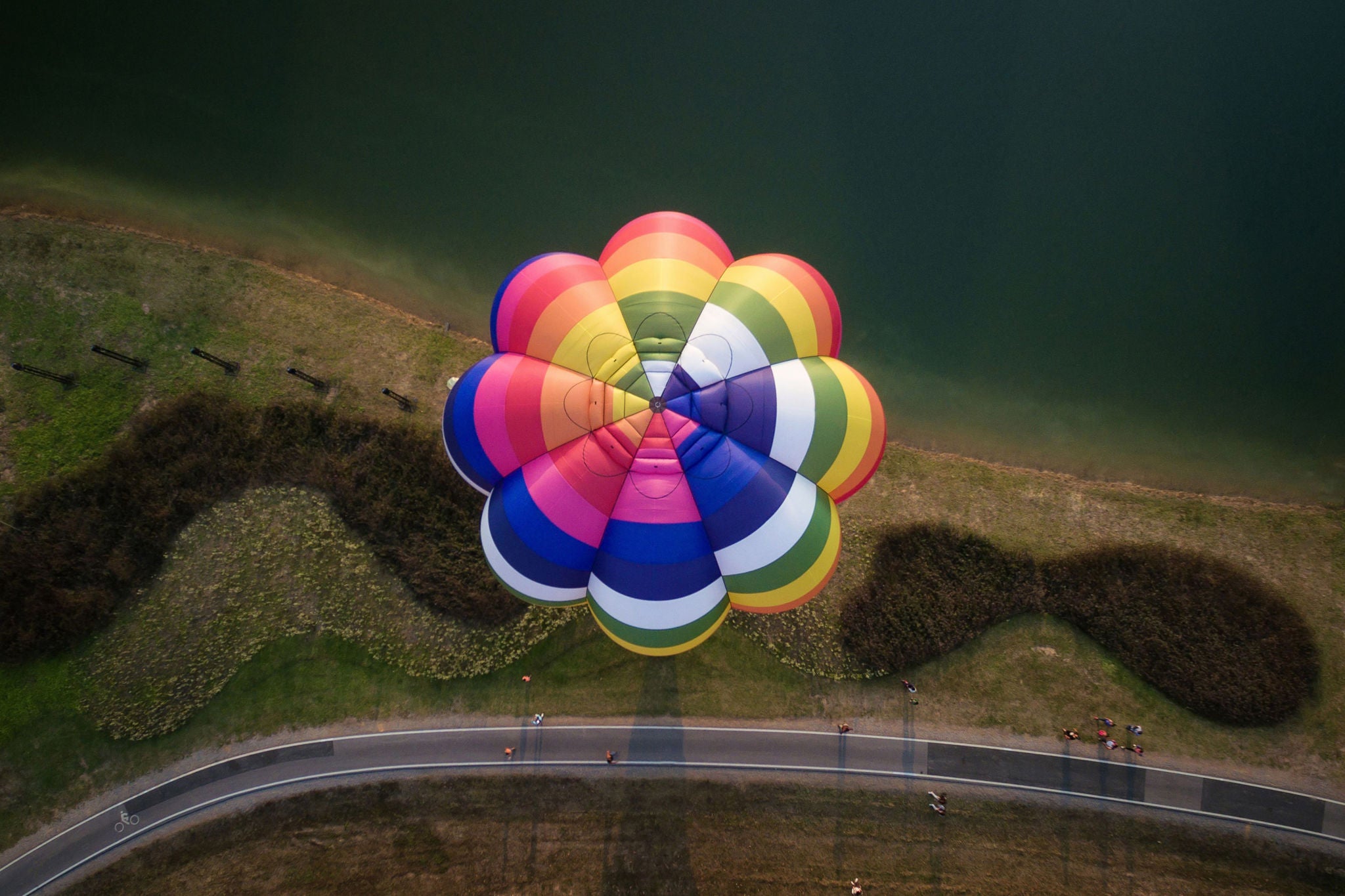 Varmluftsballon set oppefra