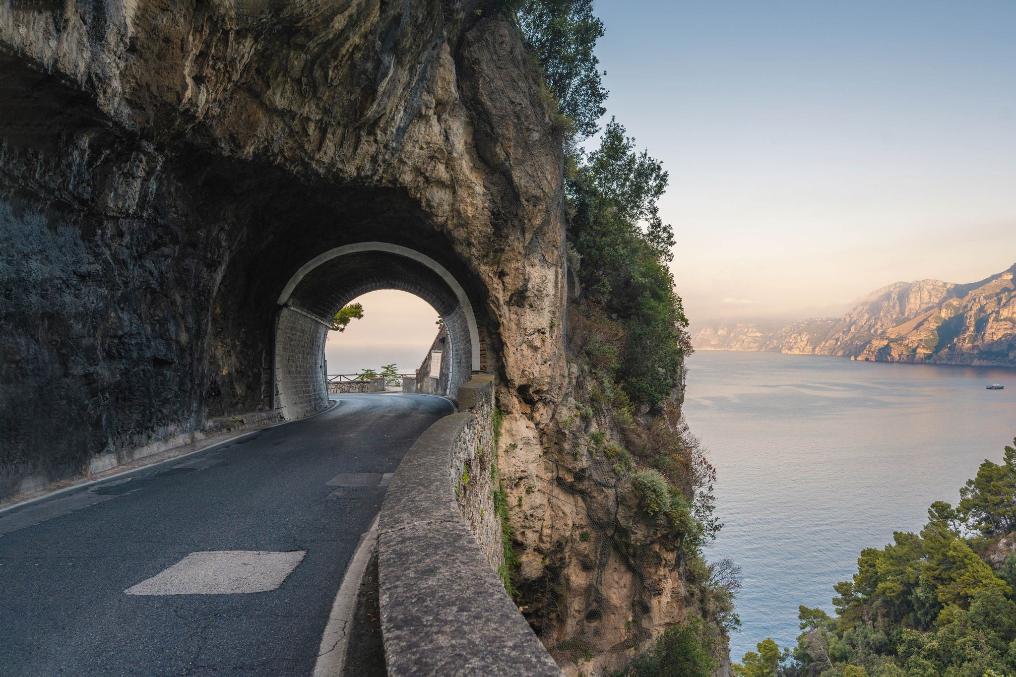 Scenic coastal road along Amalfi Coast, Italy