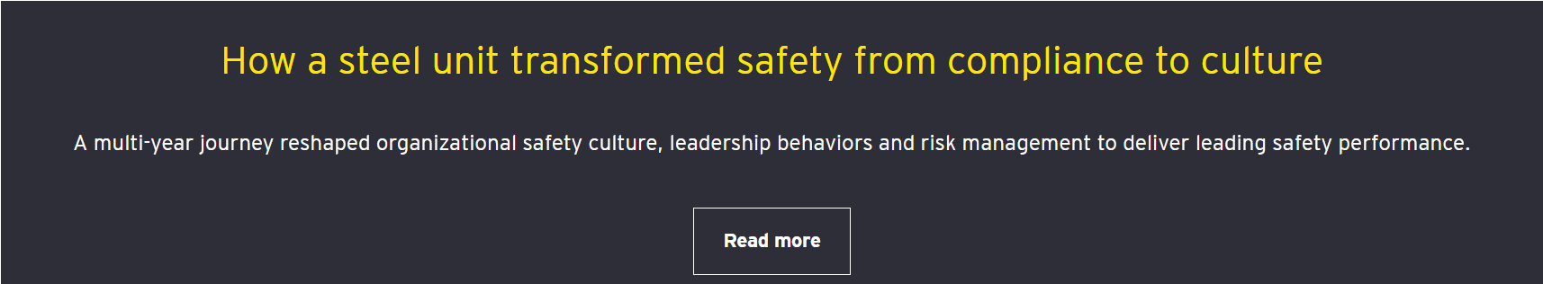 How a steel unit transformed safety from compliance to culture