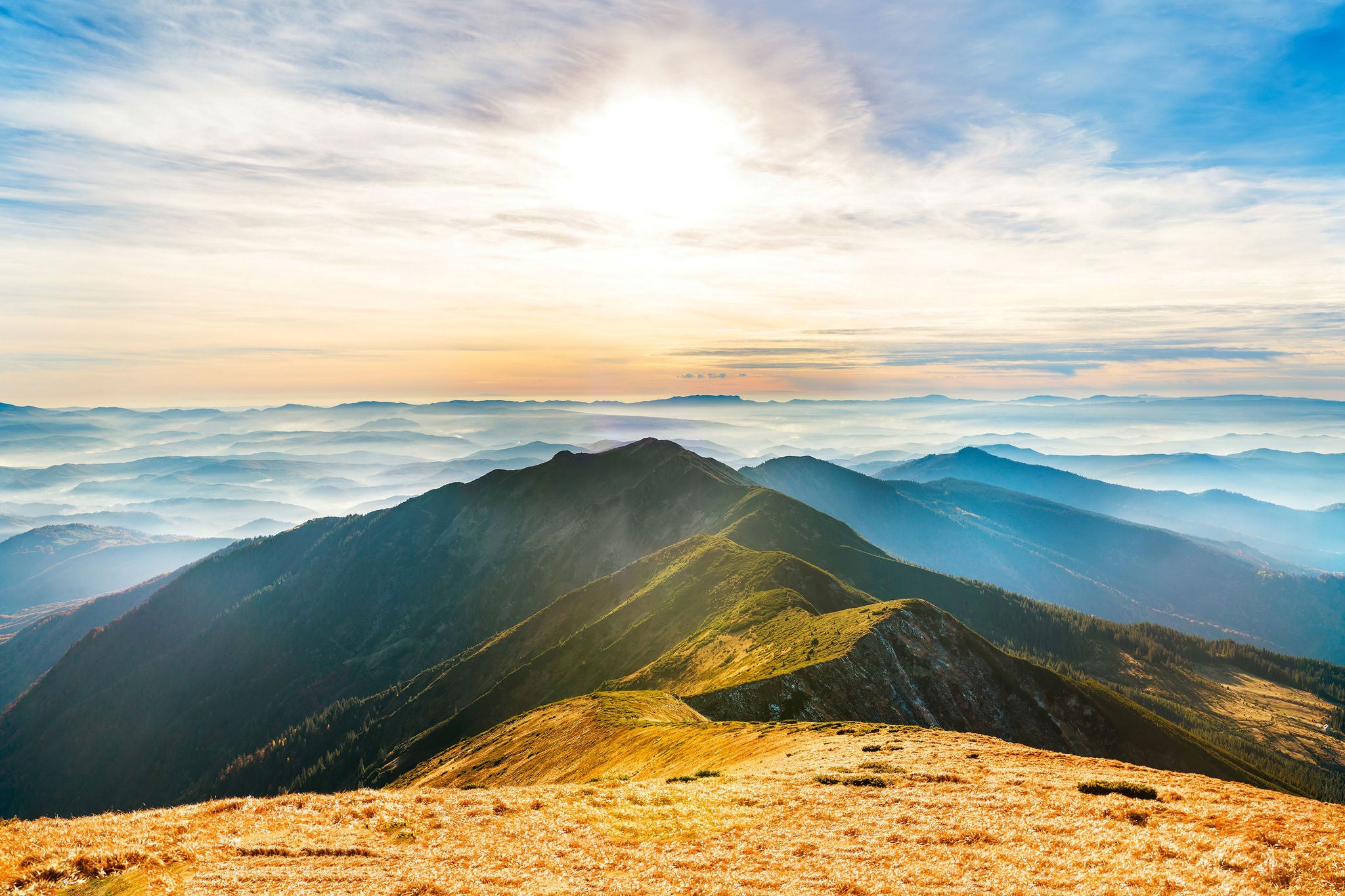 Mountain range sunrise
