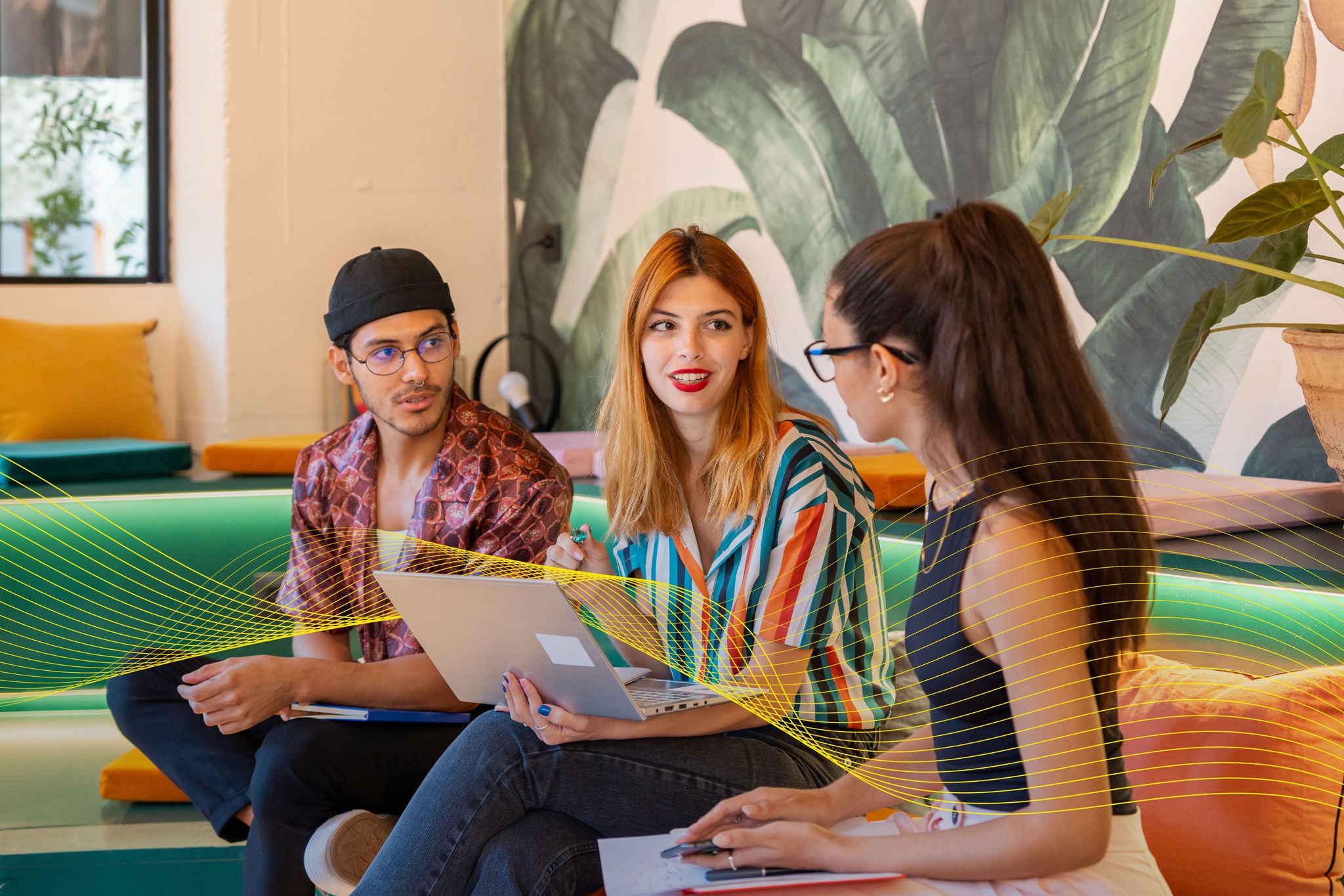 Young colleagues working in modern office
