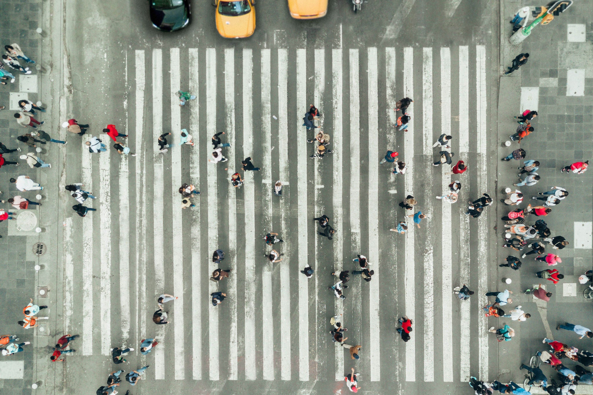 Pedestrians on zebra crossing, New York City