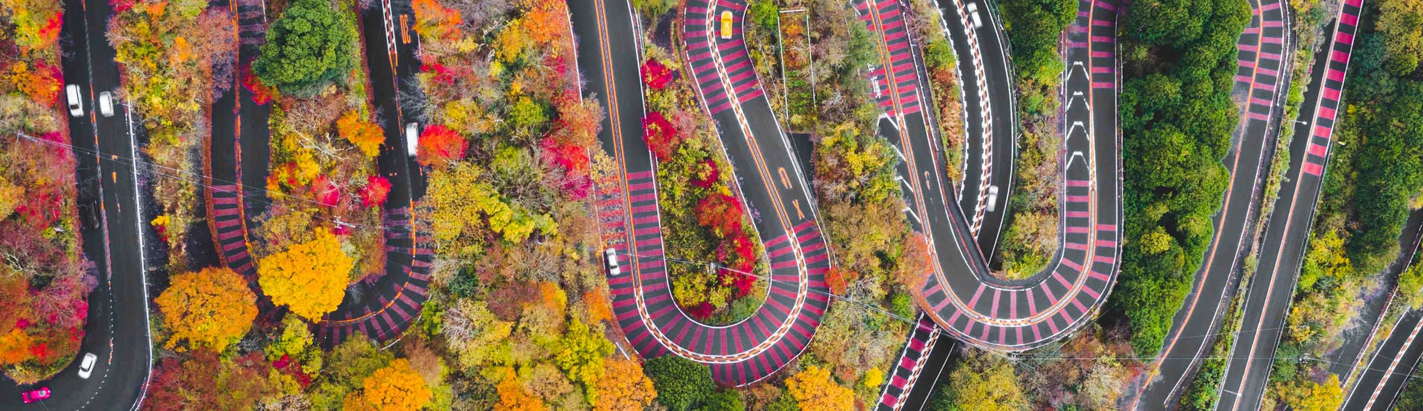 mountain winding road in autumn