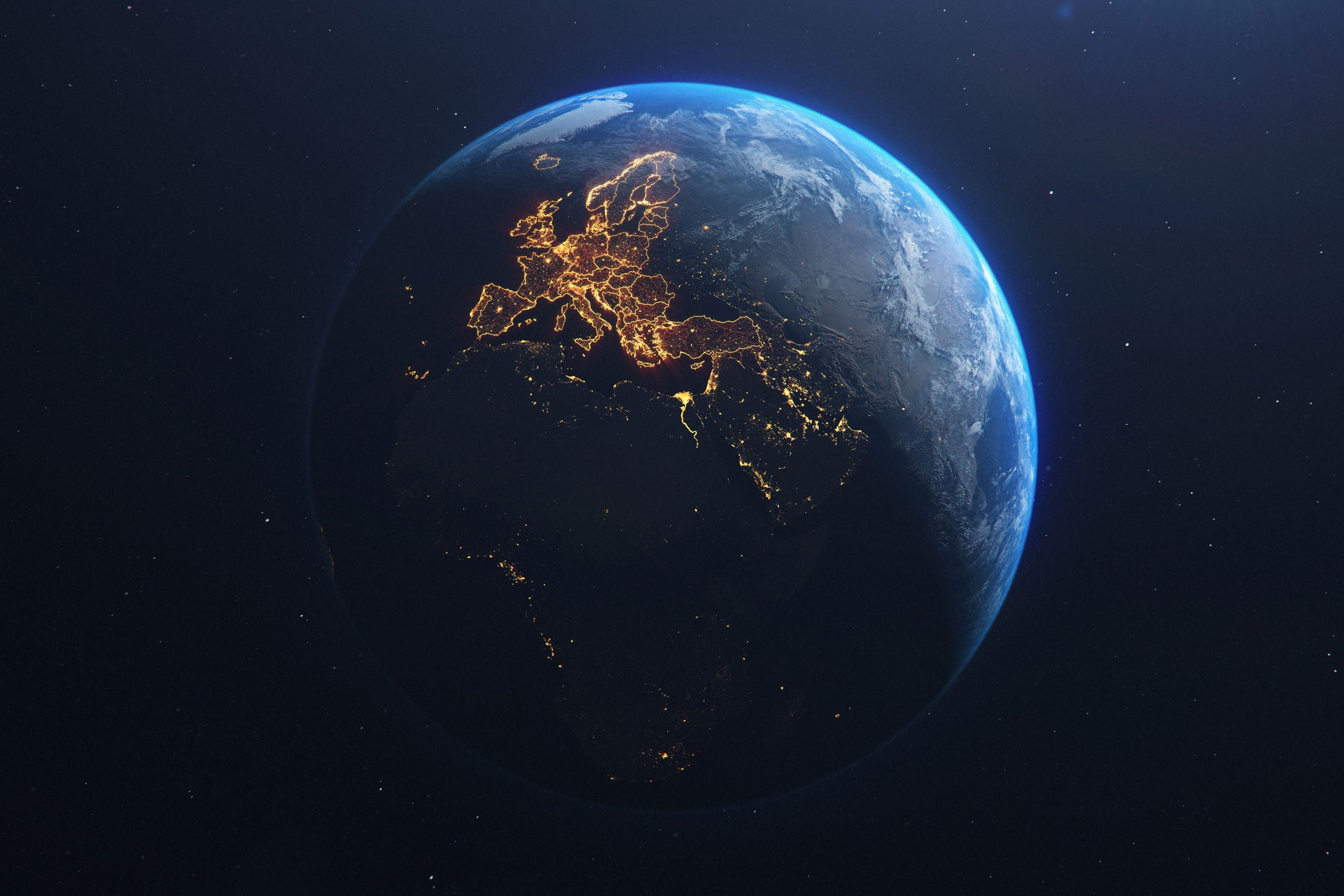 Planet Earth from Space EU Europe Countries highlighted