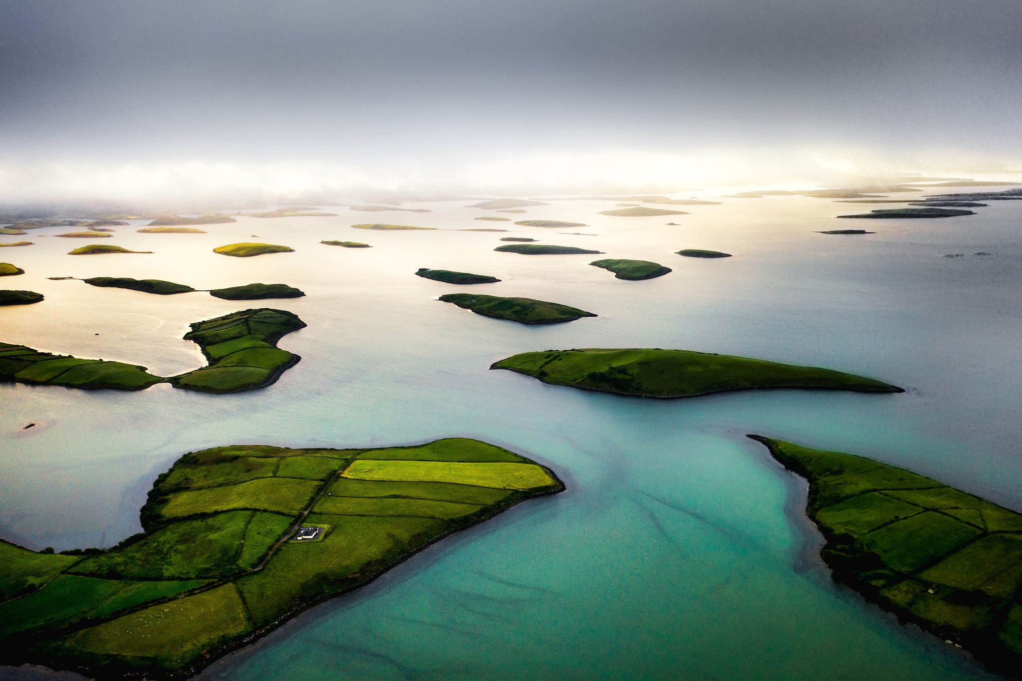 Many islands of Clew Bay in County Mayo, Republic of Ireland
