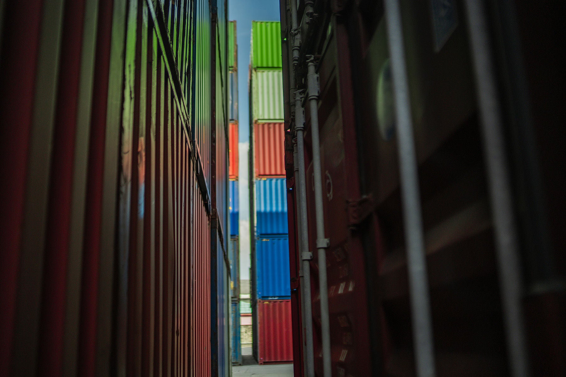 Industrial shipping container corridors and open yard logistics infrastructure