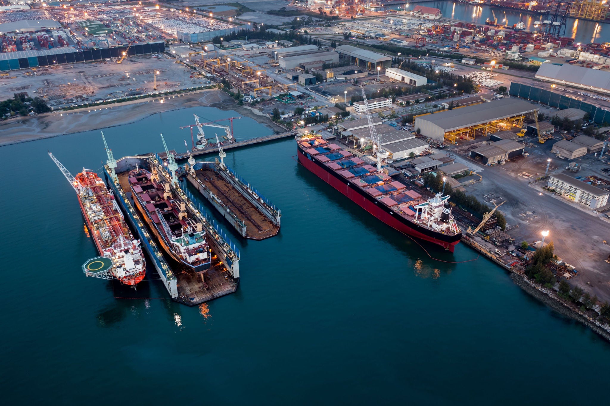 High angle view of commercial dock