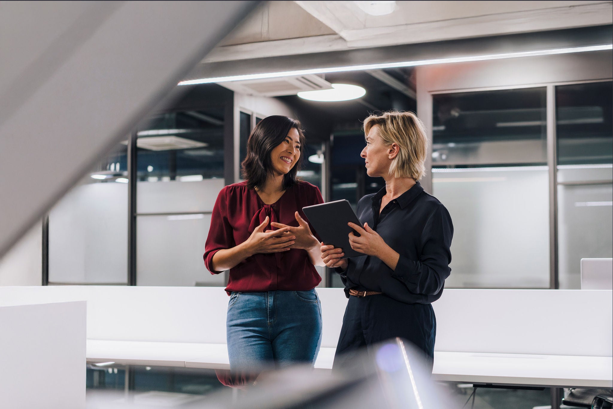 Businesswomen having discussion in office 