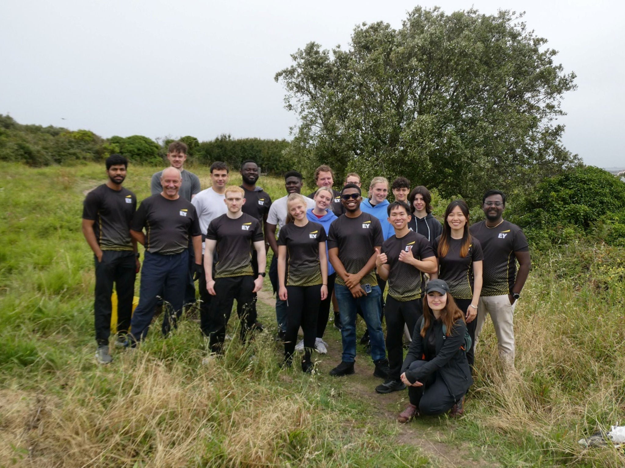 Photograph of EY teams supporting Guernsey conservation volunteers with biodiversity volunteering day