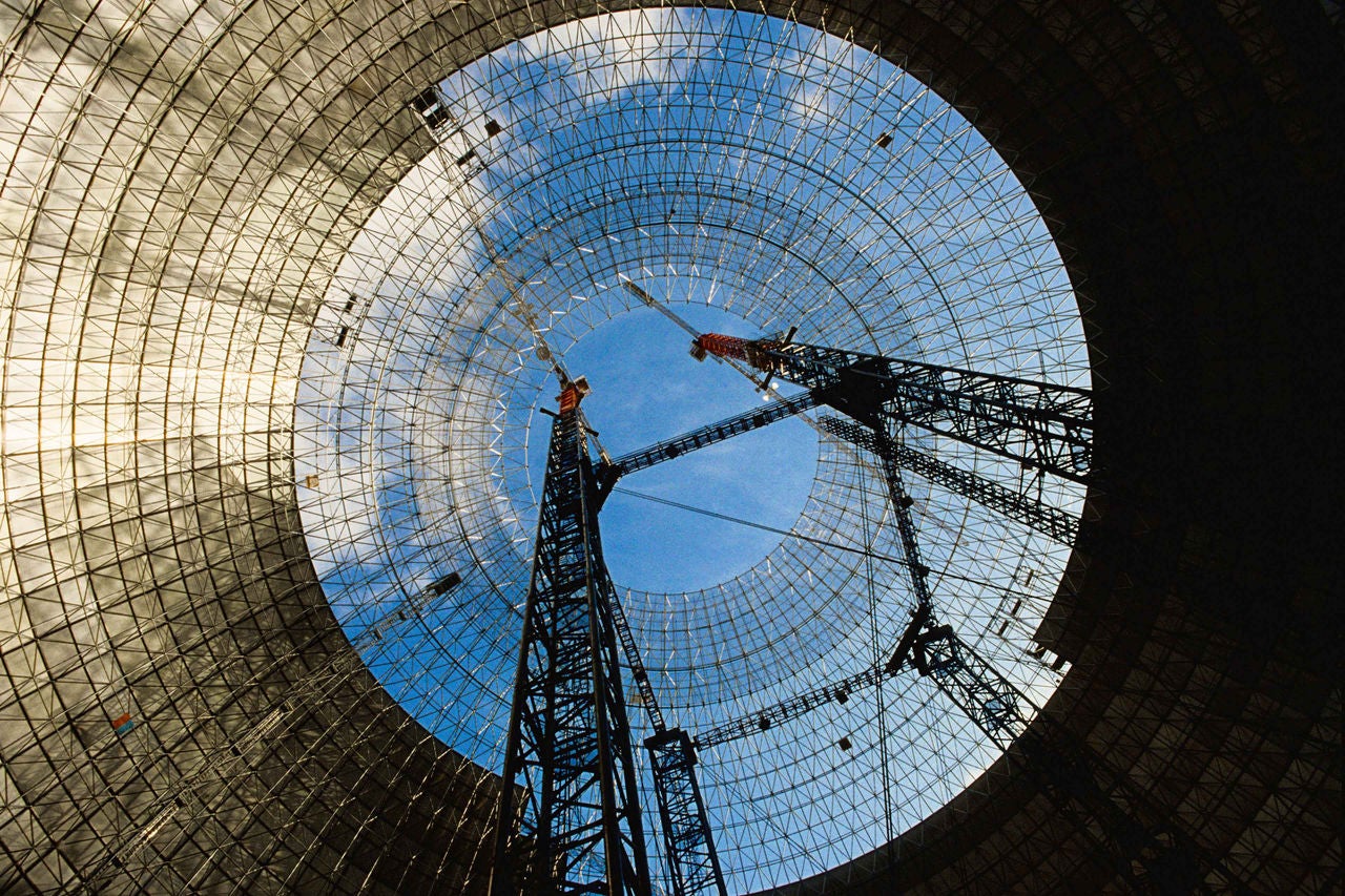 Building of the Globen, Stockholm, 1988