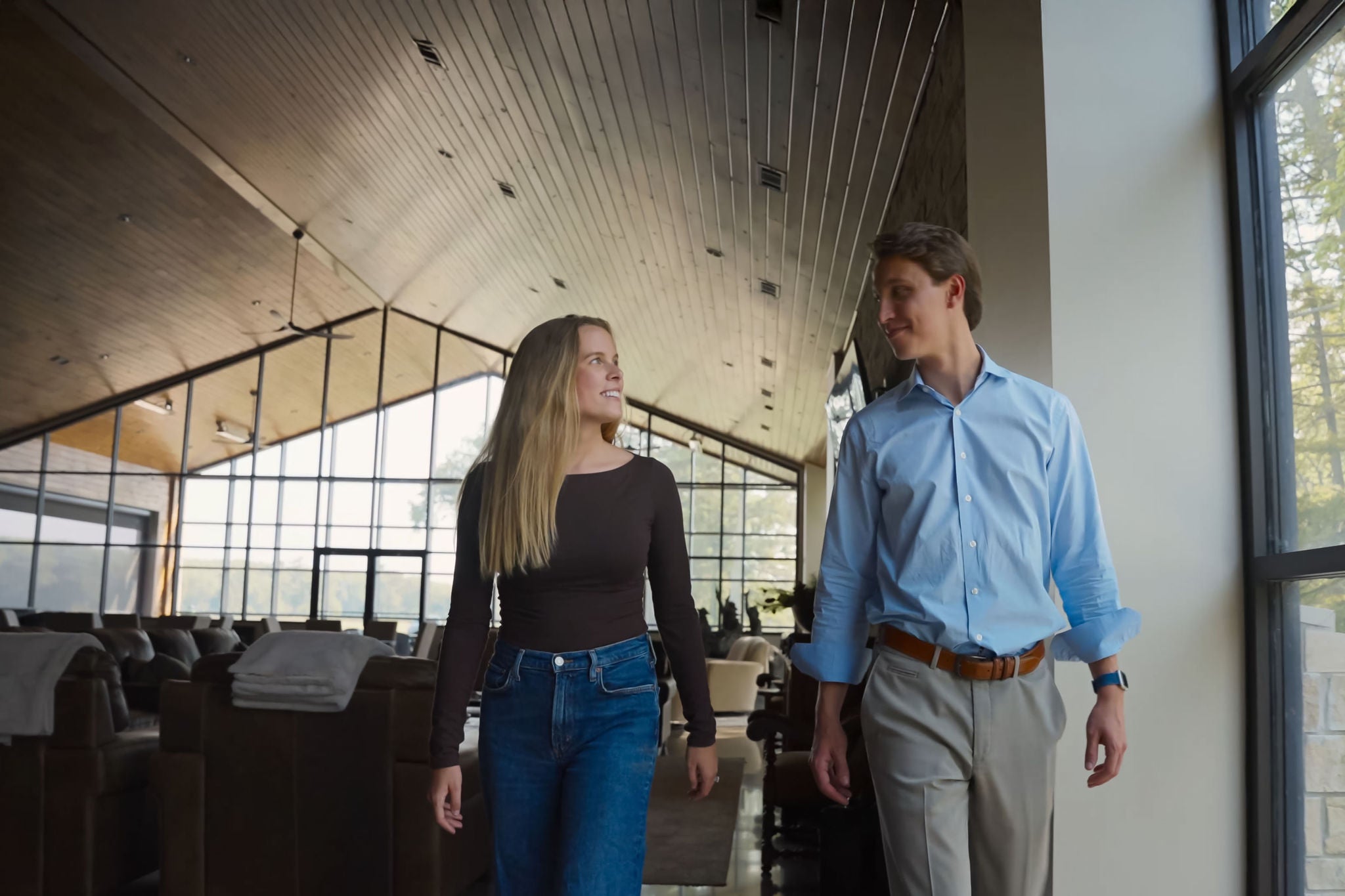 Holden Conner family walking in office