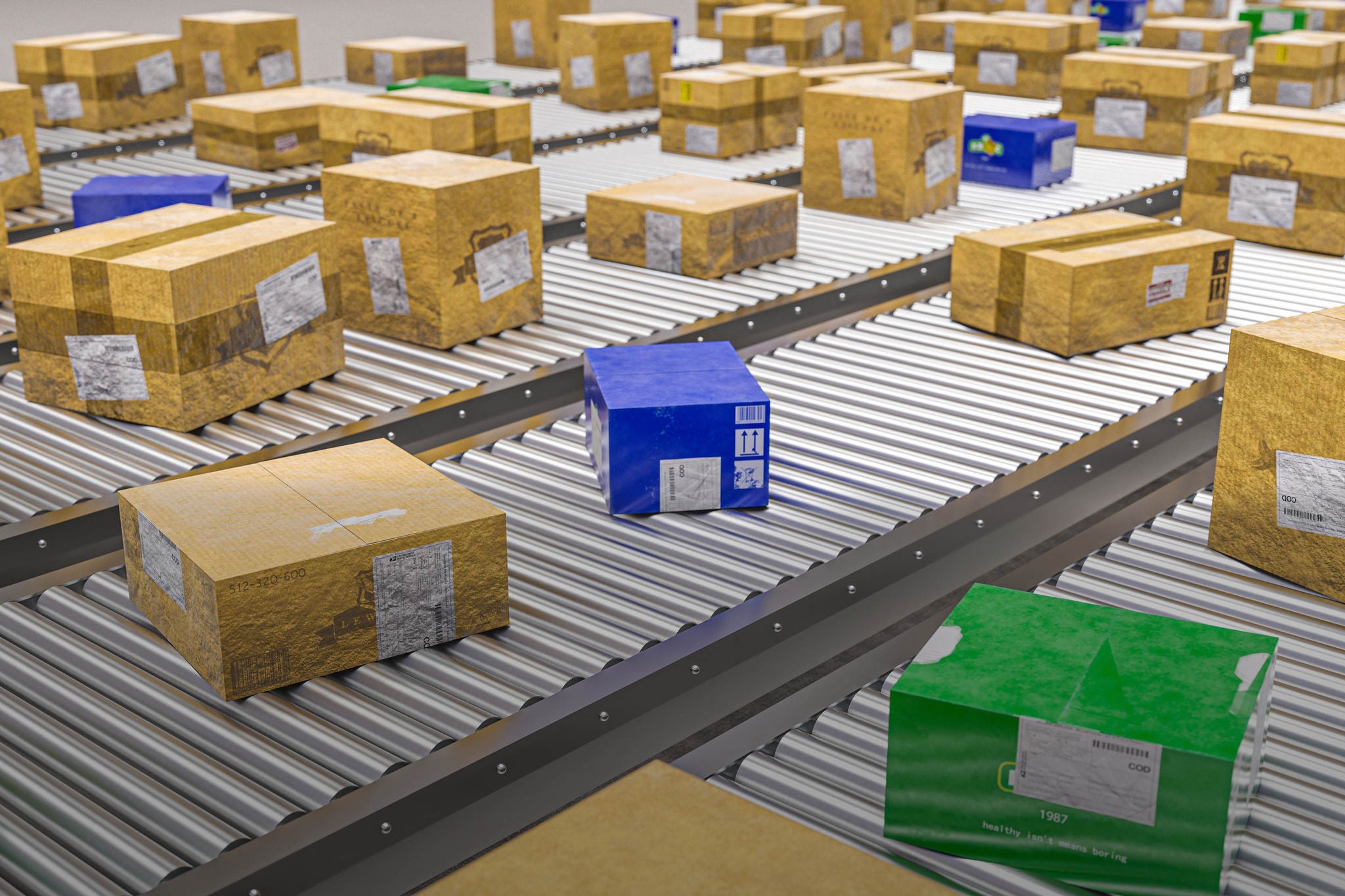 Automation and logistics concept. shipping and manufacturing industries. 3d render.