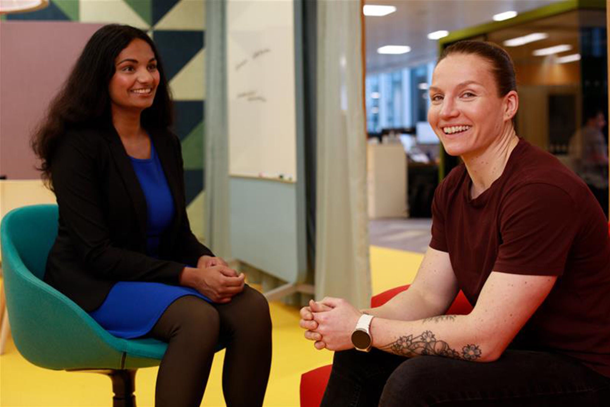 Two colleagues in conversation