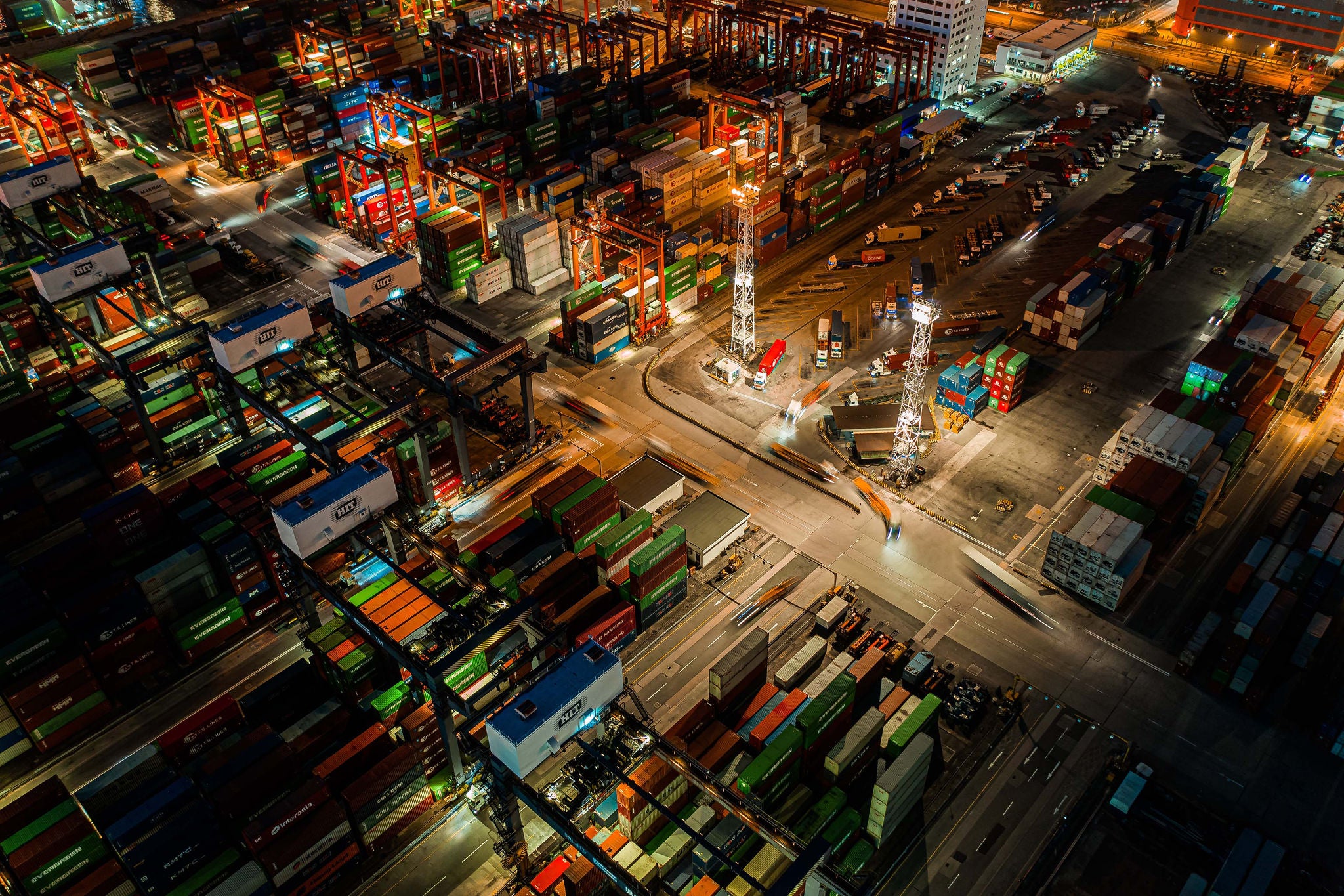 Container cargo freight ship terminal in hong kong china