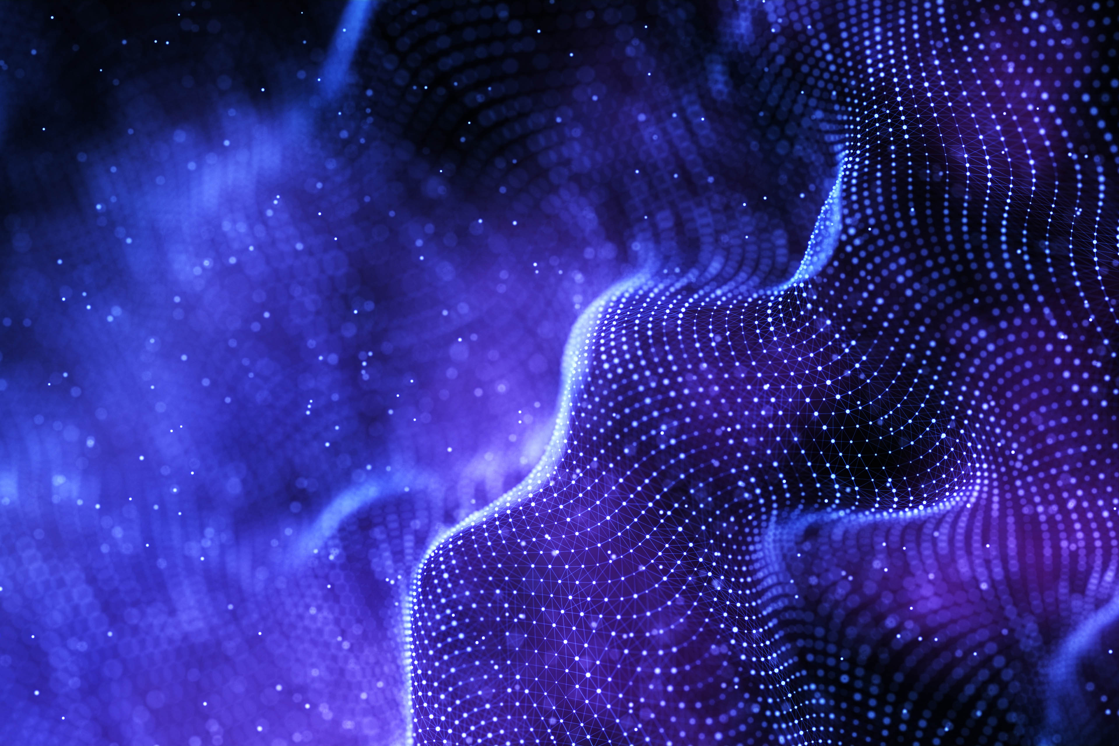 Blockchain technology background. Abstract technology background. Network connection. Big data visualization. 4k rendering.