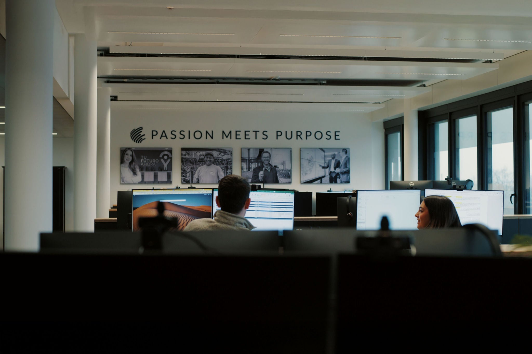 staff inside the offices of Blue Earth Capital