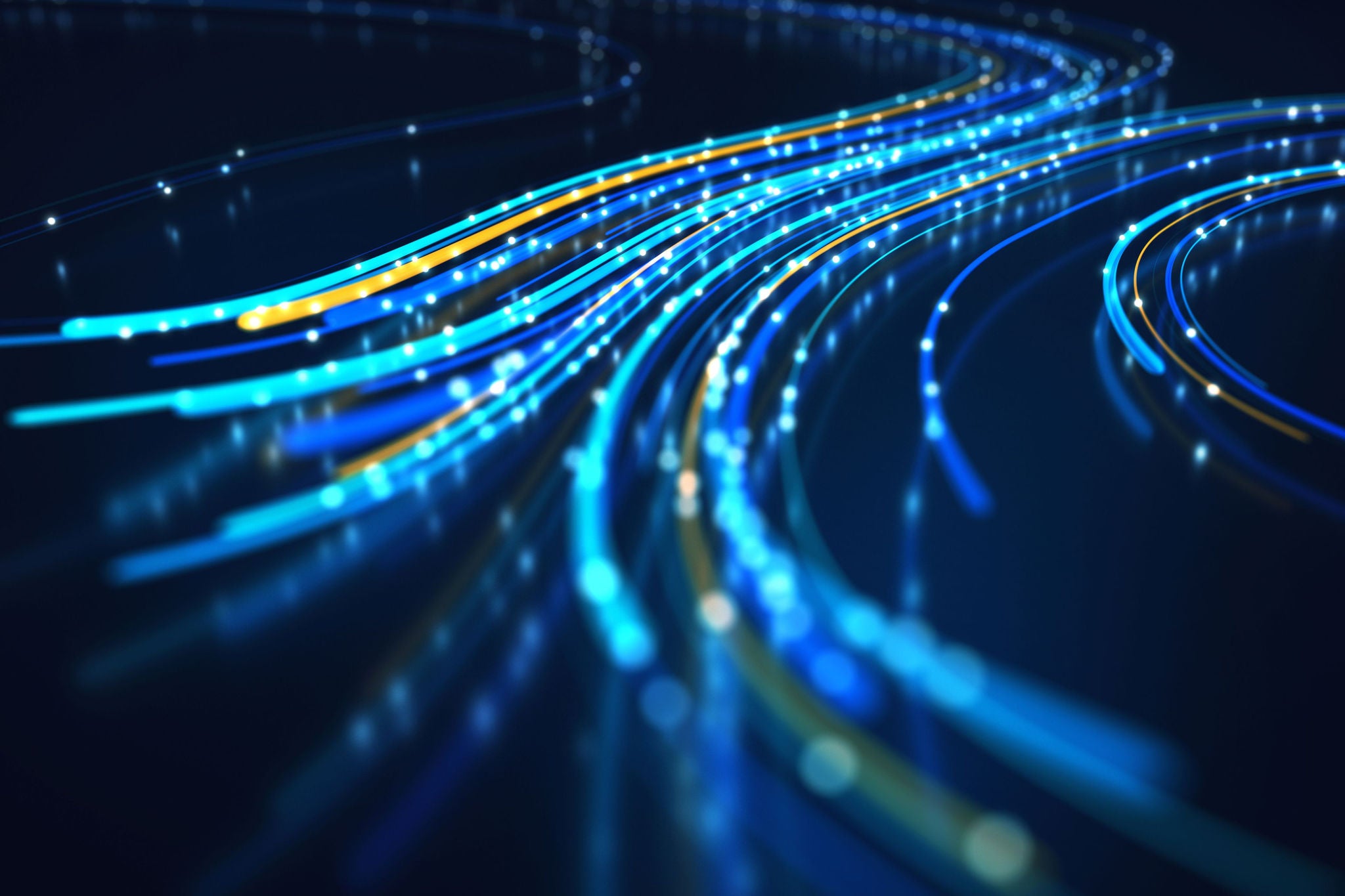 lignes lumineuses abstraites representant flux de donnees rapide