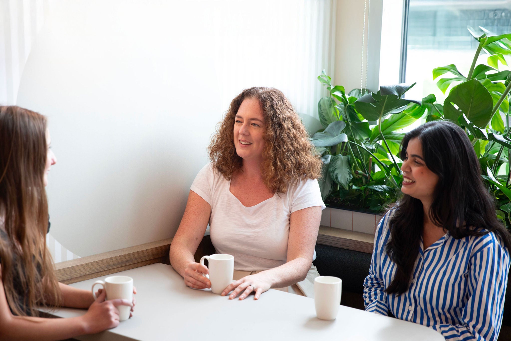 Colleagues at a shared workspace