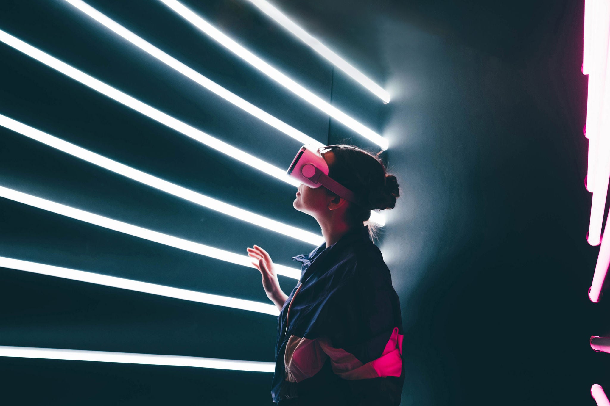 Girl using VR goggles
