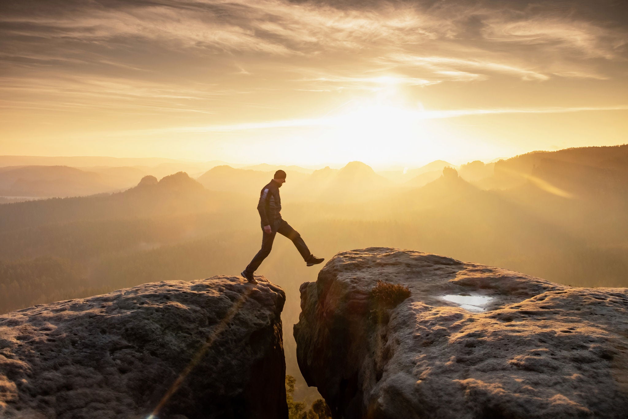 EY mountain climb from sunset