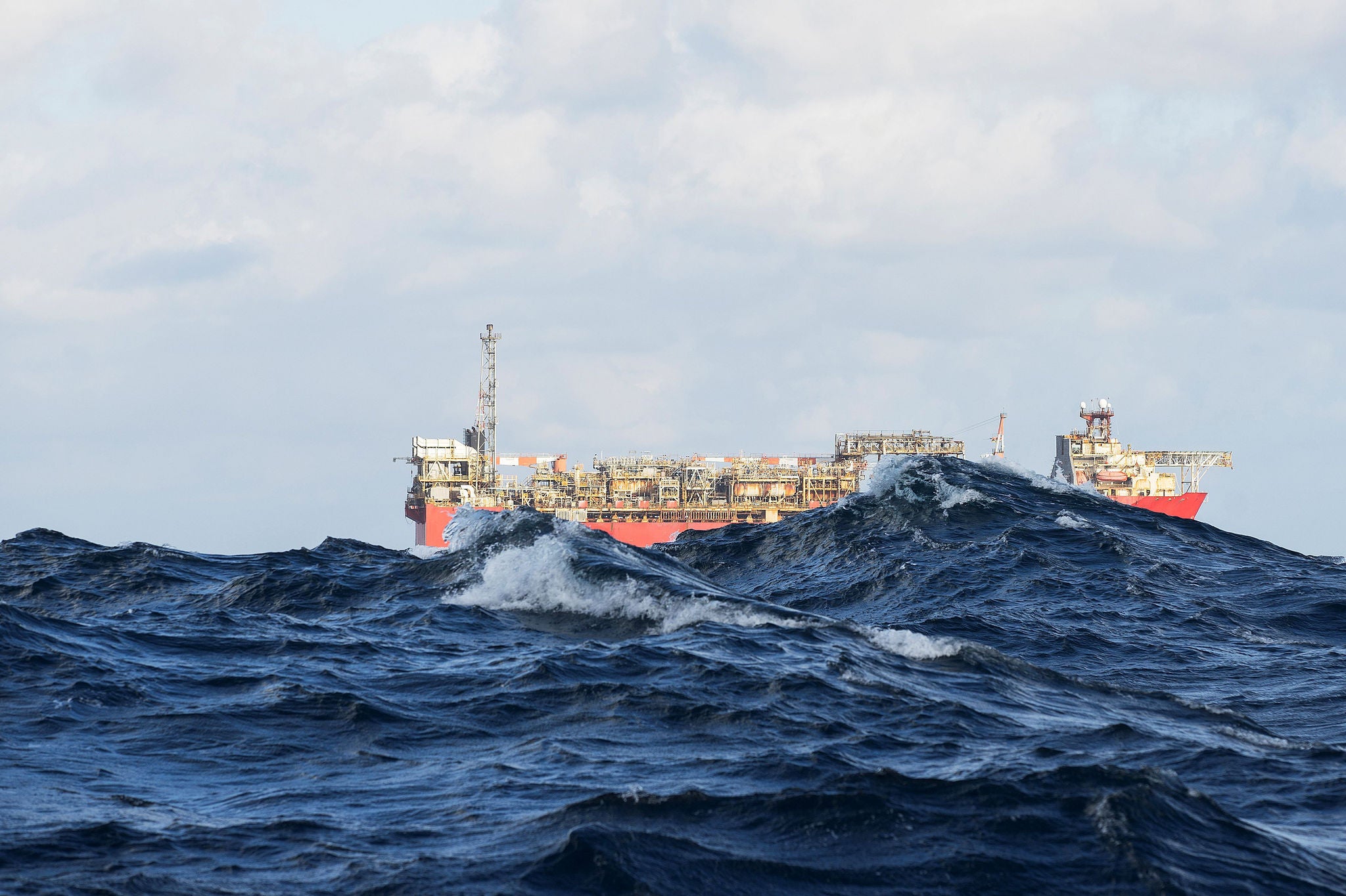 Offshore oil platform during rough sea