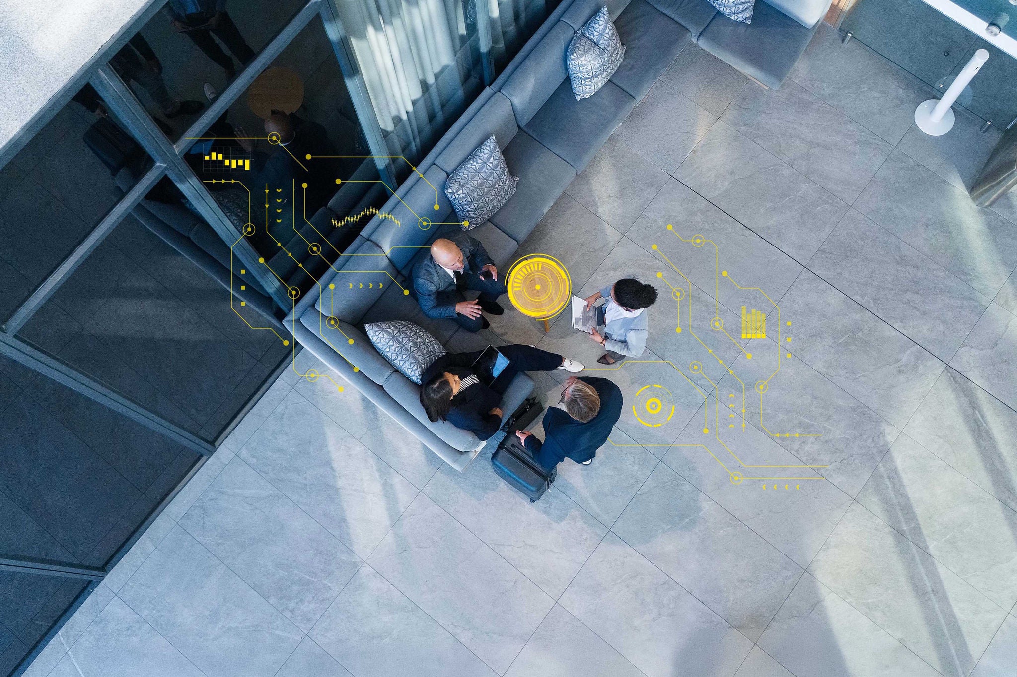 Business professionals collaborating on a financial strategy during an office meeting